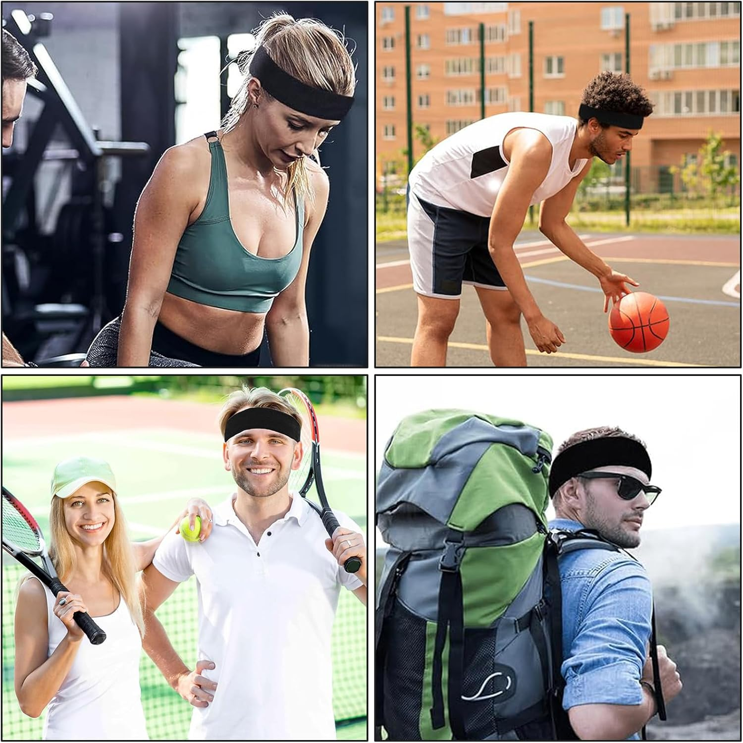 3PCS Black Sweatbands - Quick Drying Sports Headbands for Men & Women, Ideal for Tennis, Basketball, Running, Gym, and Fitness Workouts image number 6