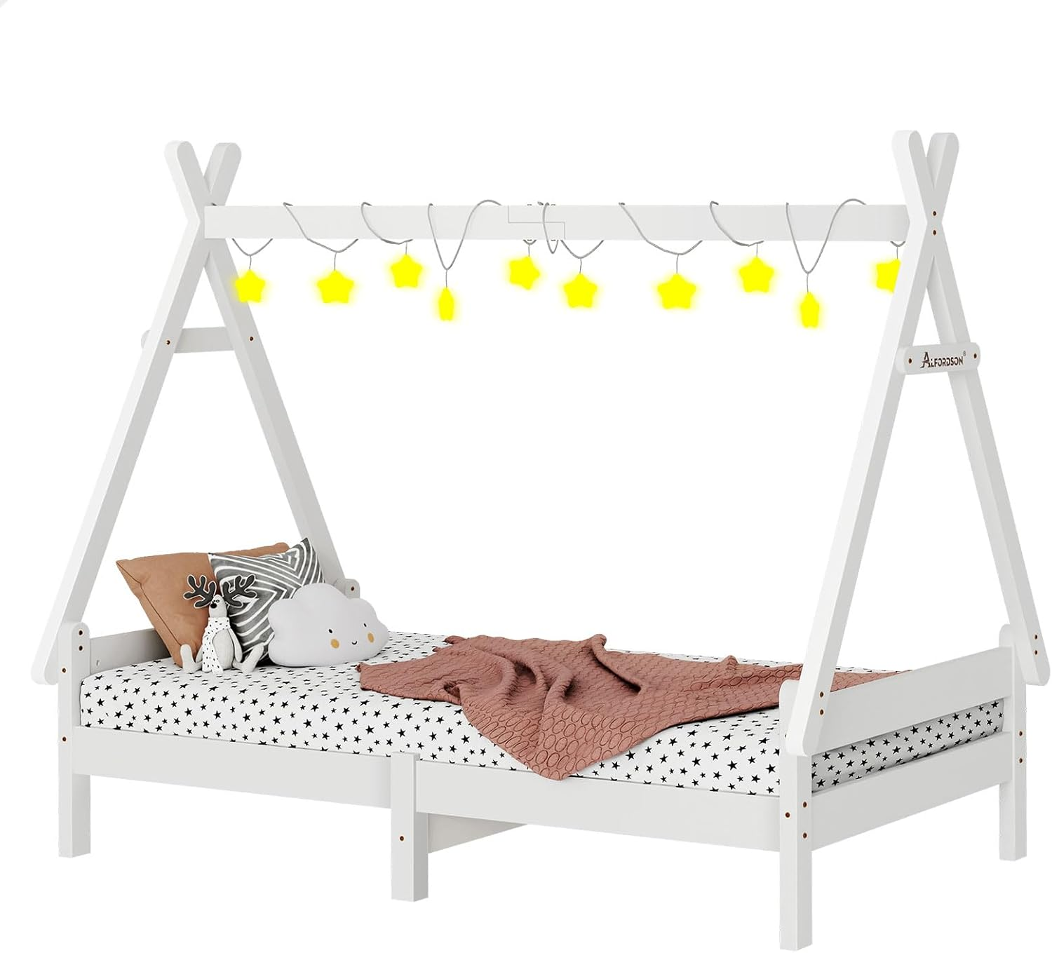 ALFORDSON Wooden Timber House Bed Frame Teepee Single, Solid Wood Bed Base Foundation Children'S Mattress Base Platform, Taran Series Bedroom Furniture, Thomas Series, Wood Color