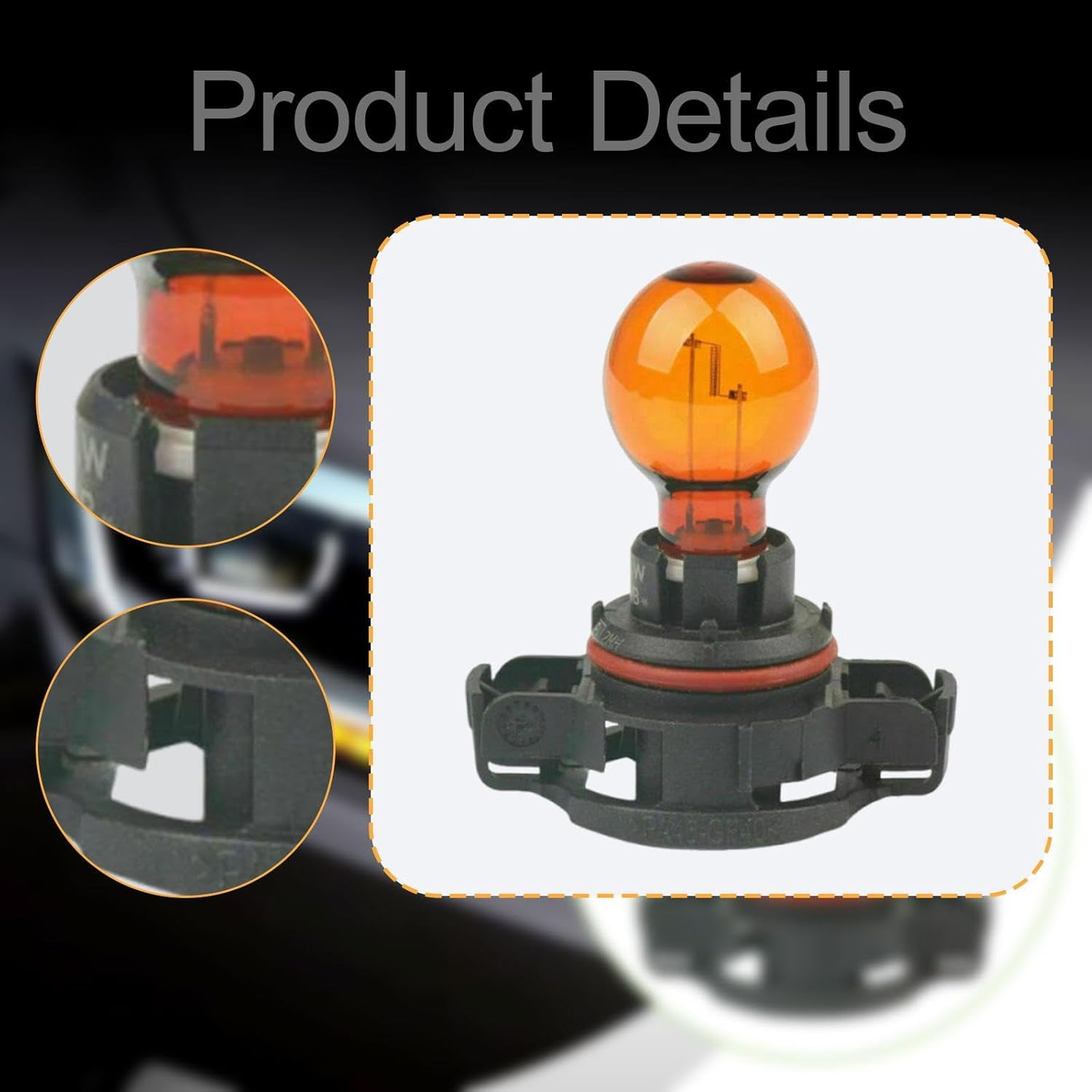 Motivetech Psy24W Front Turn Signal Light Bulb, Auto Component, Automotive Accessories Yellow Fog Light Bulb DC12V 24W for GTI C5 image number 5