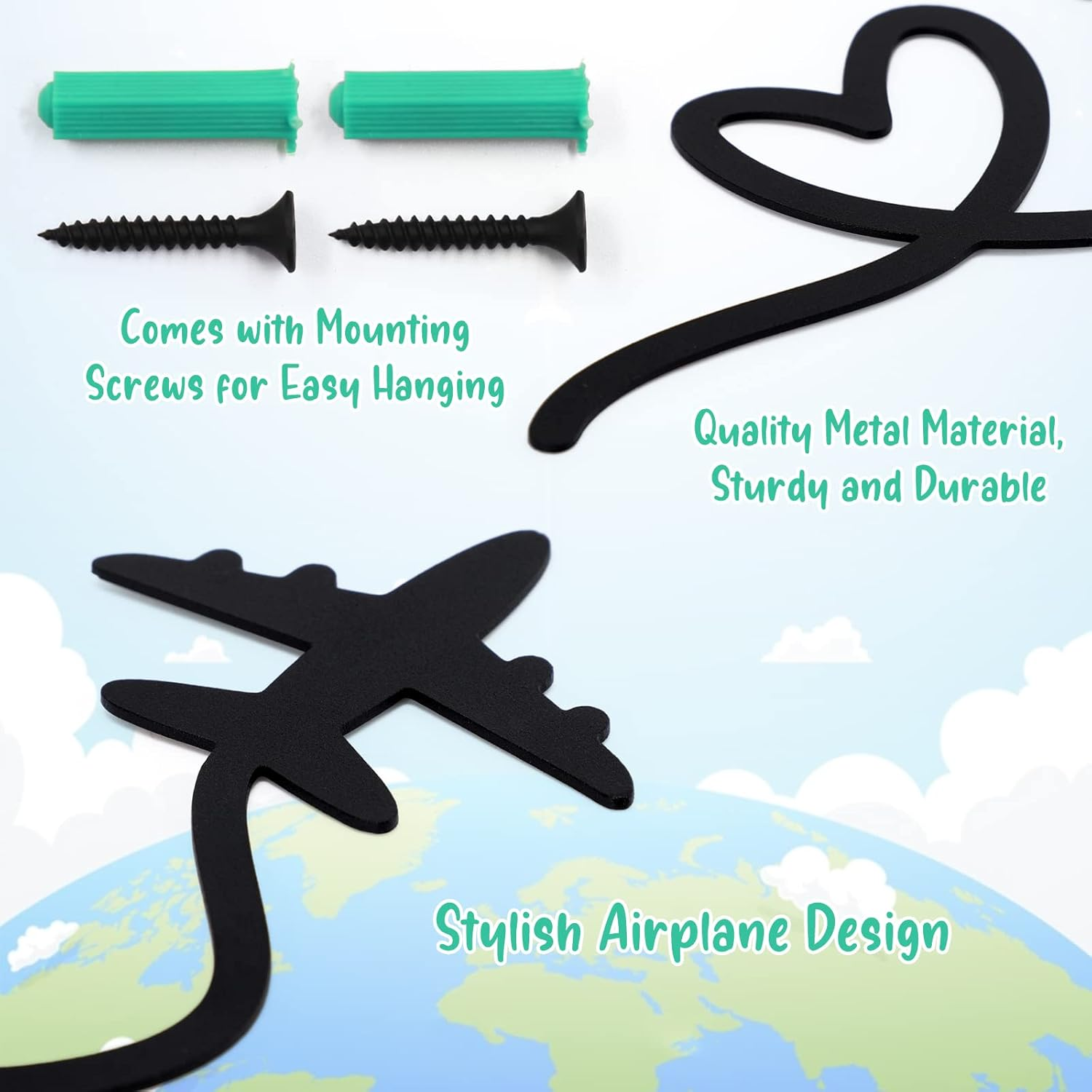 Qmetalart Travel Decor Metal Wall Art Backdrop Decoration Sign for Home Living Room Bedroom Office Housewarming Gift Airplane Hanging Travel Lover Indoor Photo - Black / Black image number 7