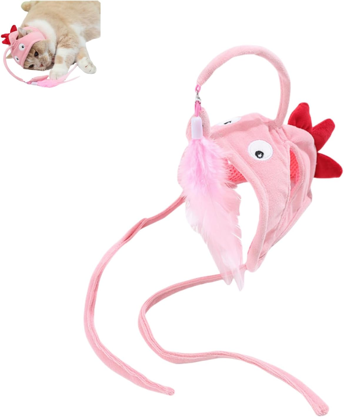 New Cat Hat Wearable Cat Tree, Head-Mounted Cat Self-Entertainment Interactive Toy, Interesting Pet Cat Head-Mounted Feather Toy, Indoor Cat Feather Hat Toy image number 3