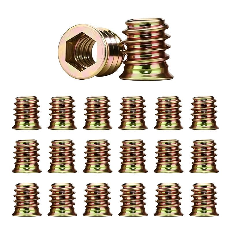 20-Piece M5X 10Mm Threaded Insert Nuts for Wood - Hex Drive Installation, Zinc Plated Carbon Steel