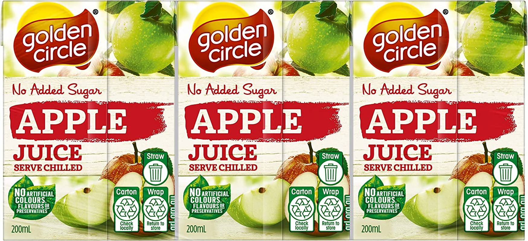 Golden Circle Apple Fruit Juice Box Poppers Multipack Apple Juice No Added Sugar No Artificial Colours, Flavours or Preservatives 200Ml (Pack of 6)