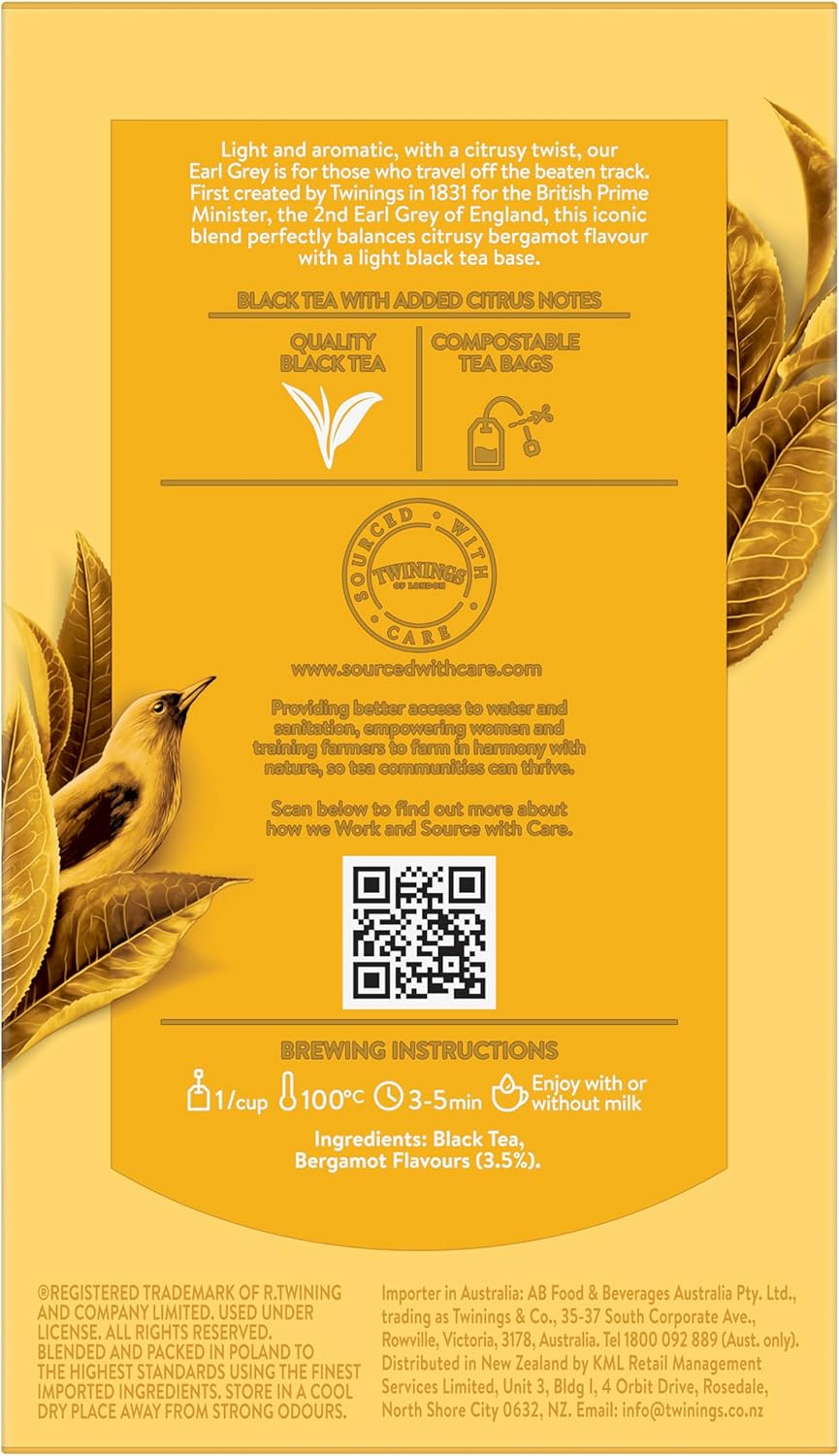 Twinings Earl Grey Black Tea, 50 Tea Bags, Light & Citrus Bergamot Flavoured image number 2