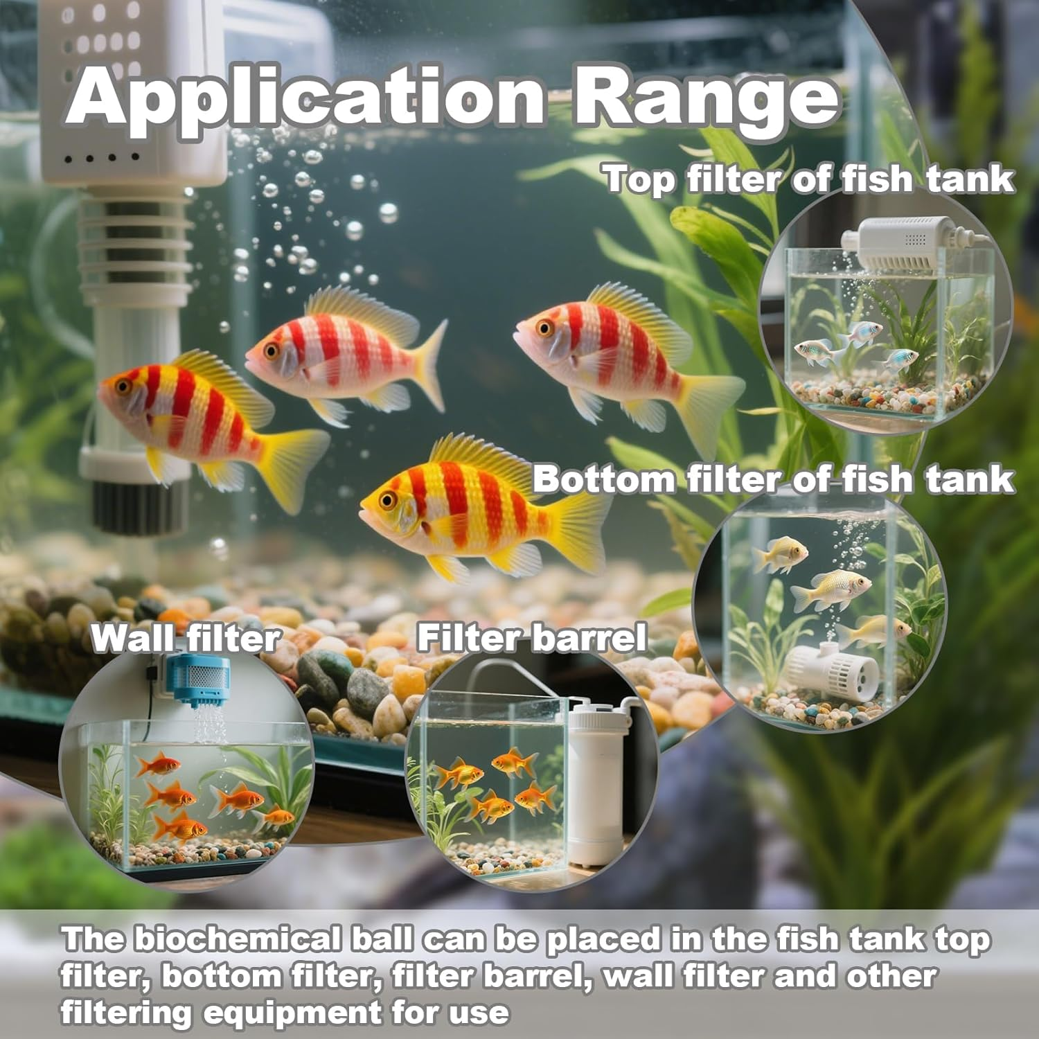 Aquarium Bio Balls - 100Pcs Black Bulk Sump Filter Media with Sponge Biological Filtration Media for Koi Pond,Fish Tank,Canister,Air Pump image number 5