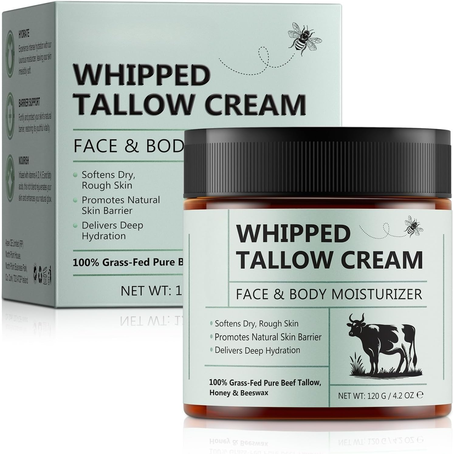 Whipped Tallow Cream 120G | Deep Hydration & Nourishment | 100% Grass-Fed Beef Tallow, Honey & Beeswax | Face & Body Moisturizer for Dry, Rough Skin image number 4