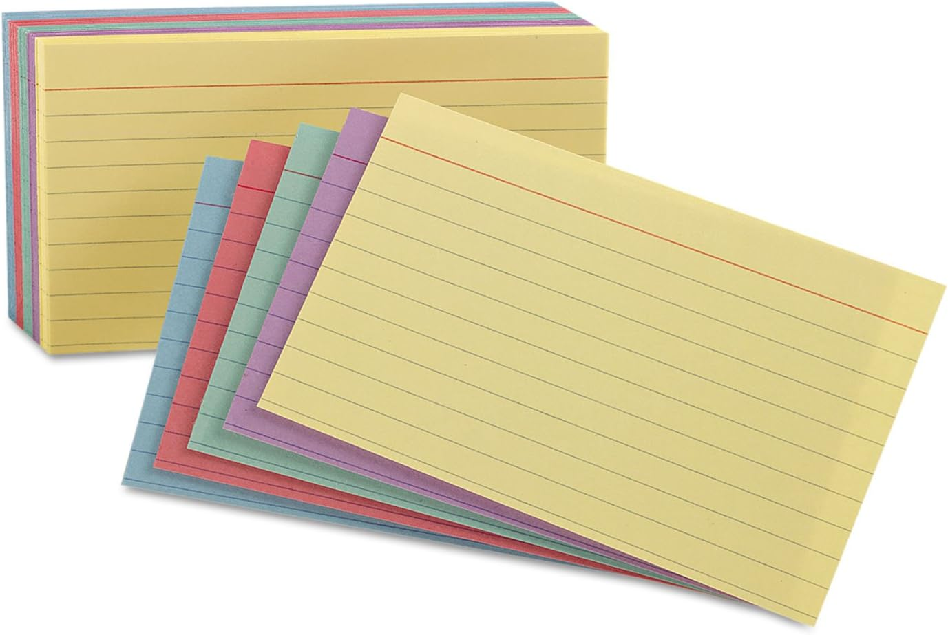 Oxford Ruled Color Cards, 5" X 8", Assorted Colors, 100 per Pack (35810) image number 1