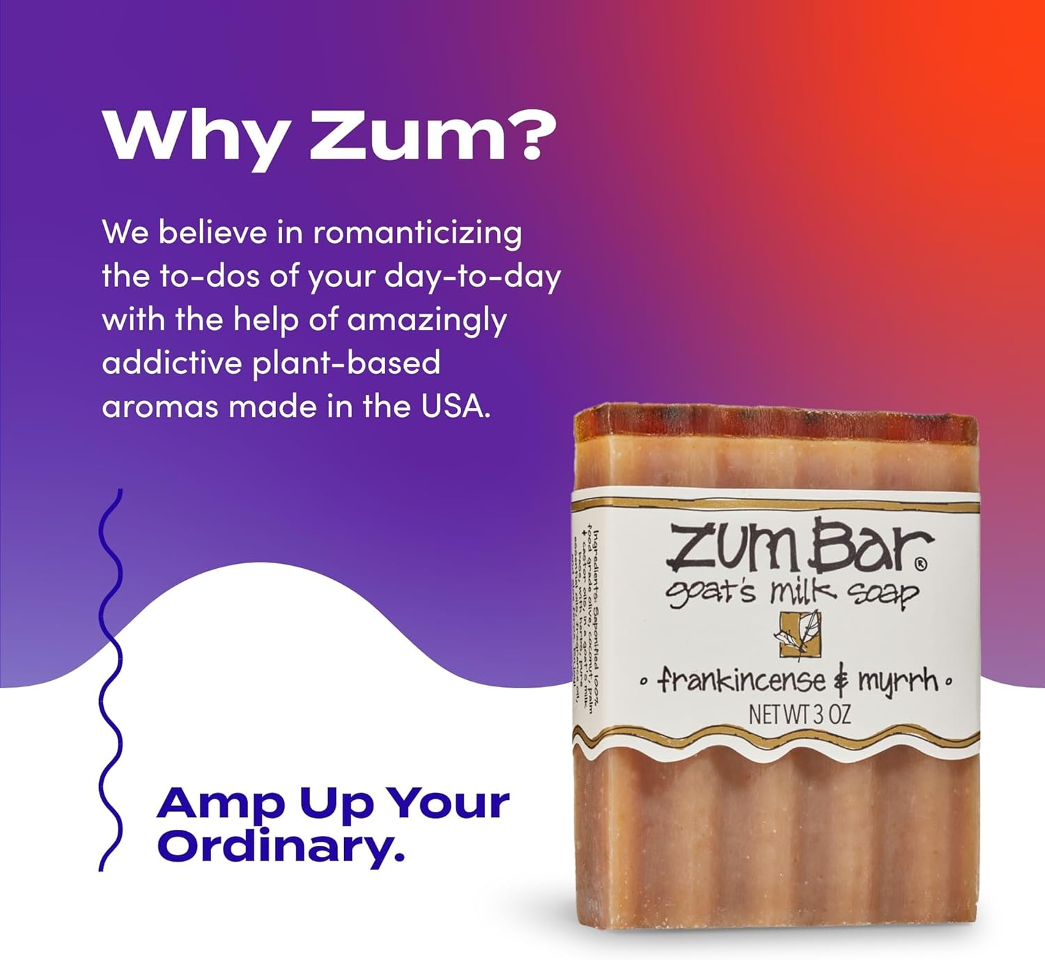 Indigo Wild: Zum Bar Goat'S Milk Soap Bar, Frankincense & Myrrh 3 Oz (3 Pack) image number 1