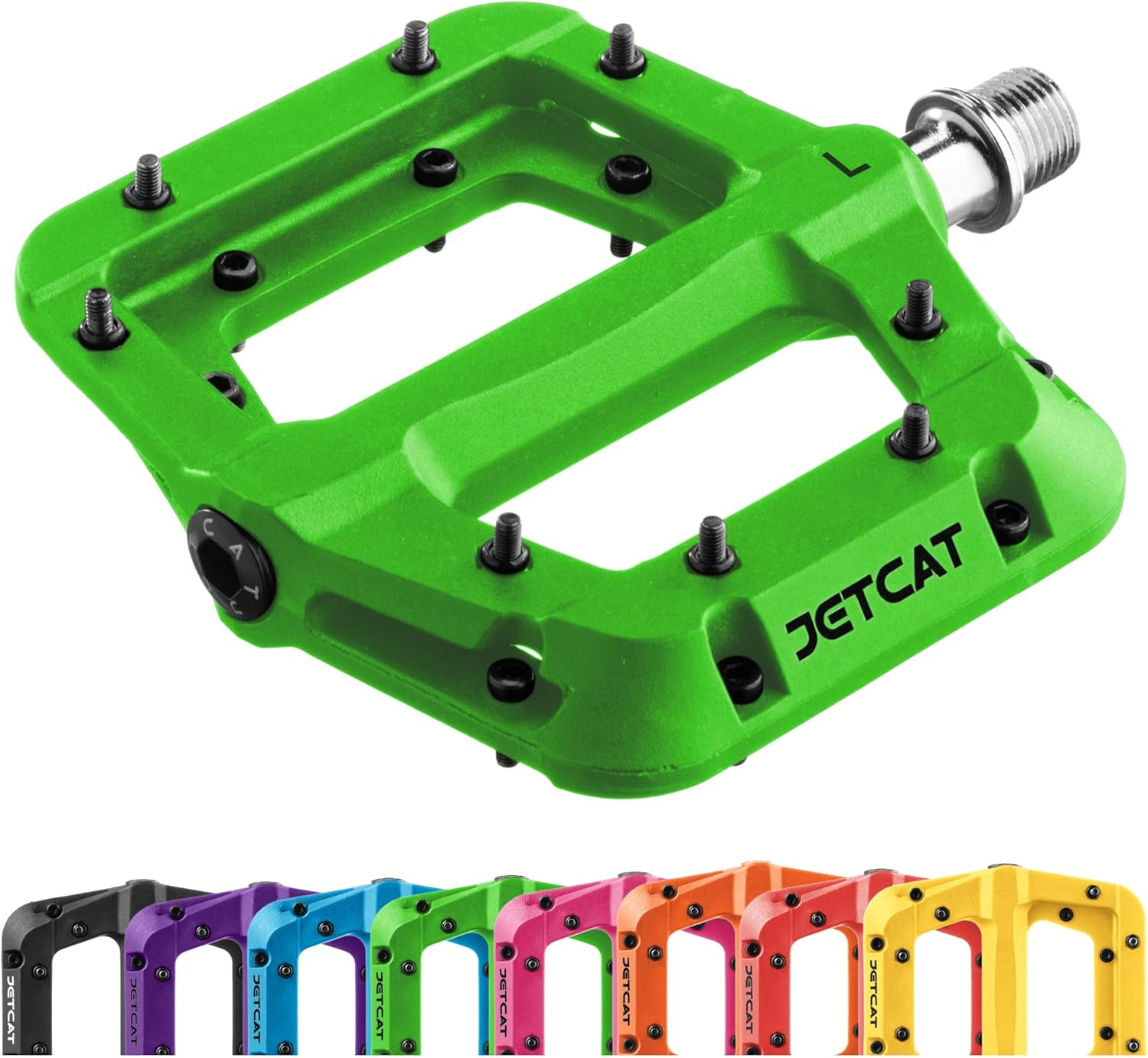 JETCAT Mountain Bike Pedals Flat - MTB Pedals Flat, Bicycle Pedals for Bmx/Mtn/Road/Gravel/Ebike, BMX Pedals, Platform Pedals, Adults & Kids Bike Replacement Upgrades Parts 9/16