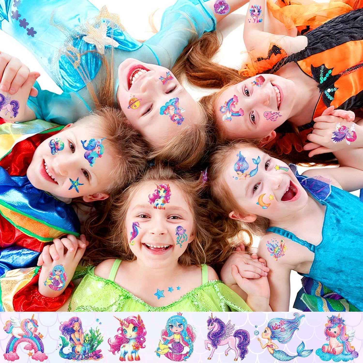 Unicorn Temporarys Tattoos for Kids, Glitter Temporary Tattoos for Girls - 12 Sheets Glitter Temporary Tattoos for Girls Birthday Party Favors Goodie Bag Fillers image number 2