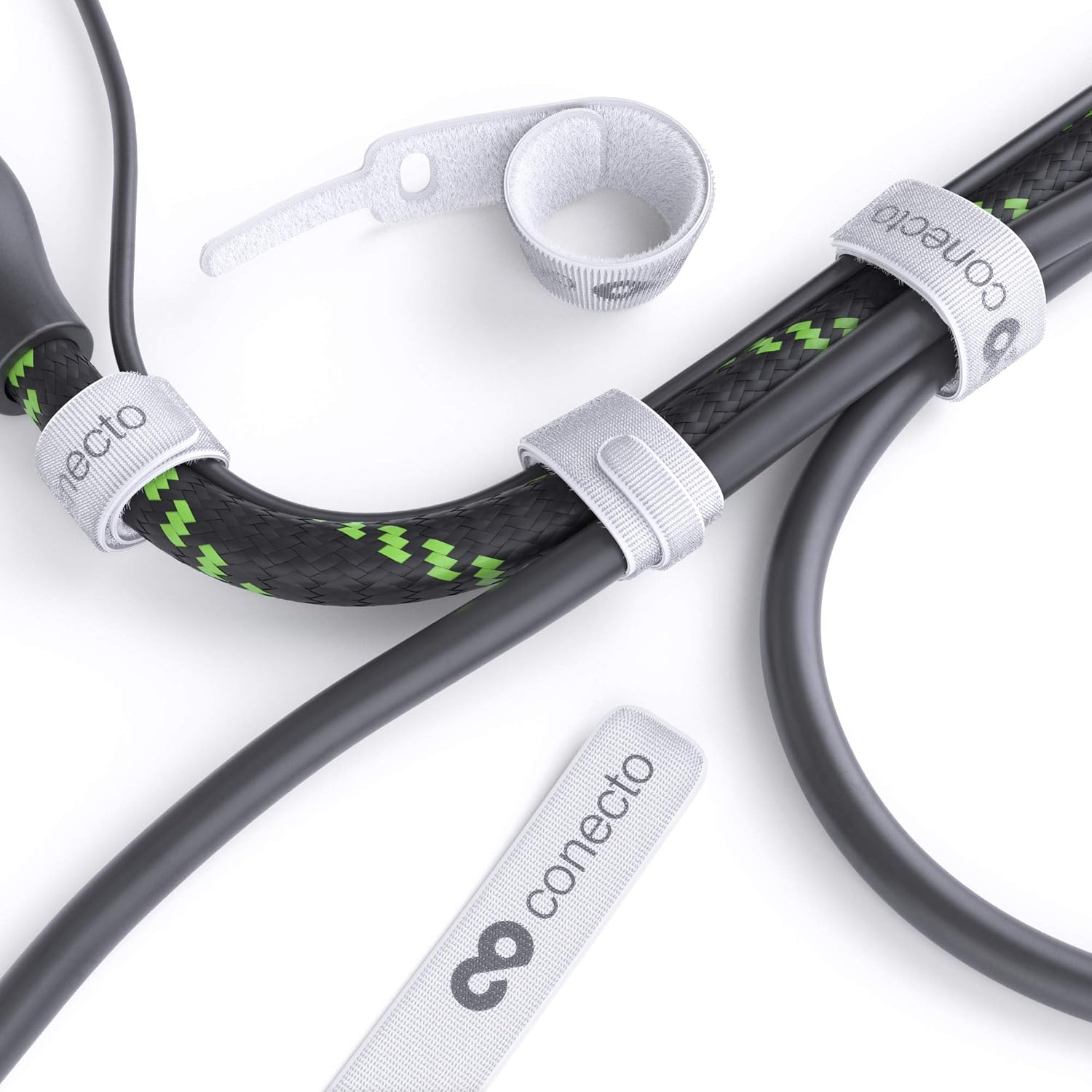 Conecto Velcro Cable Ties 15 Cm Velcro Tape with Loop Cable Management Cable Organiser Velcro Cable Ties Velcro White Pack of 30 image number 1