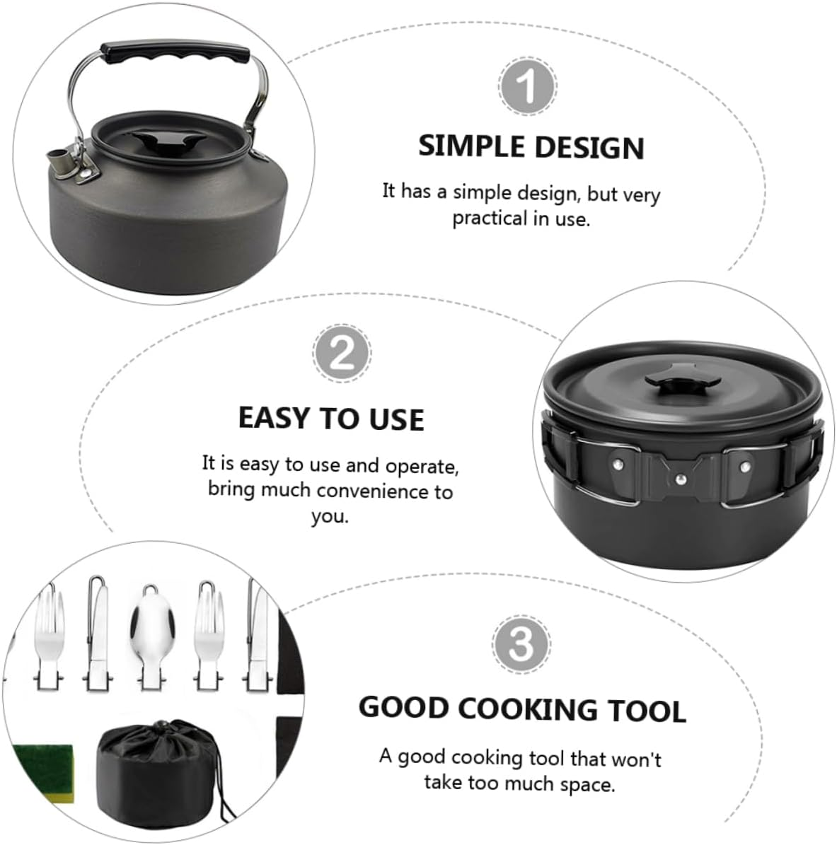 Camping Cookware for Barbecue Person Outdoor Dining Cooker Portable Cooking for Backpacking image number 1
