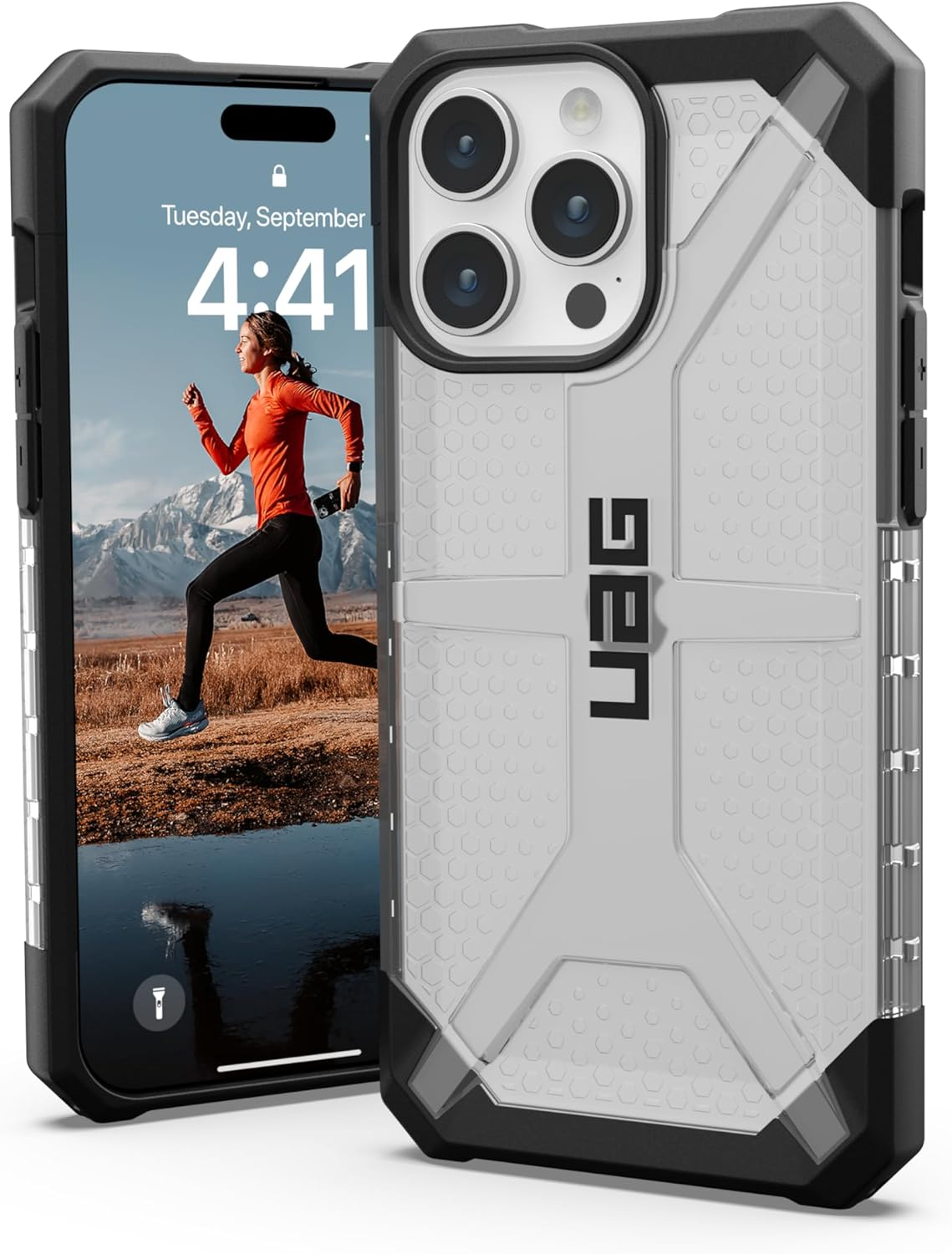 URBAN ARMOR GEAR UAG Case [Updated Version] Compatible with Iphone 15 Pro Max Case 6.7" Plyo Ash Rugged Anti-Yellowing Transparent Clear Military Grade Dropproof Protective Cover