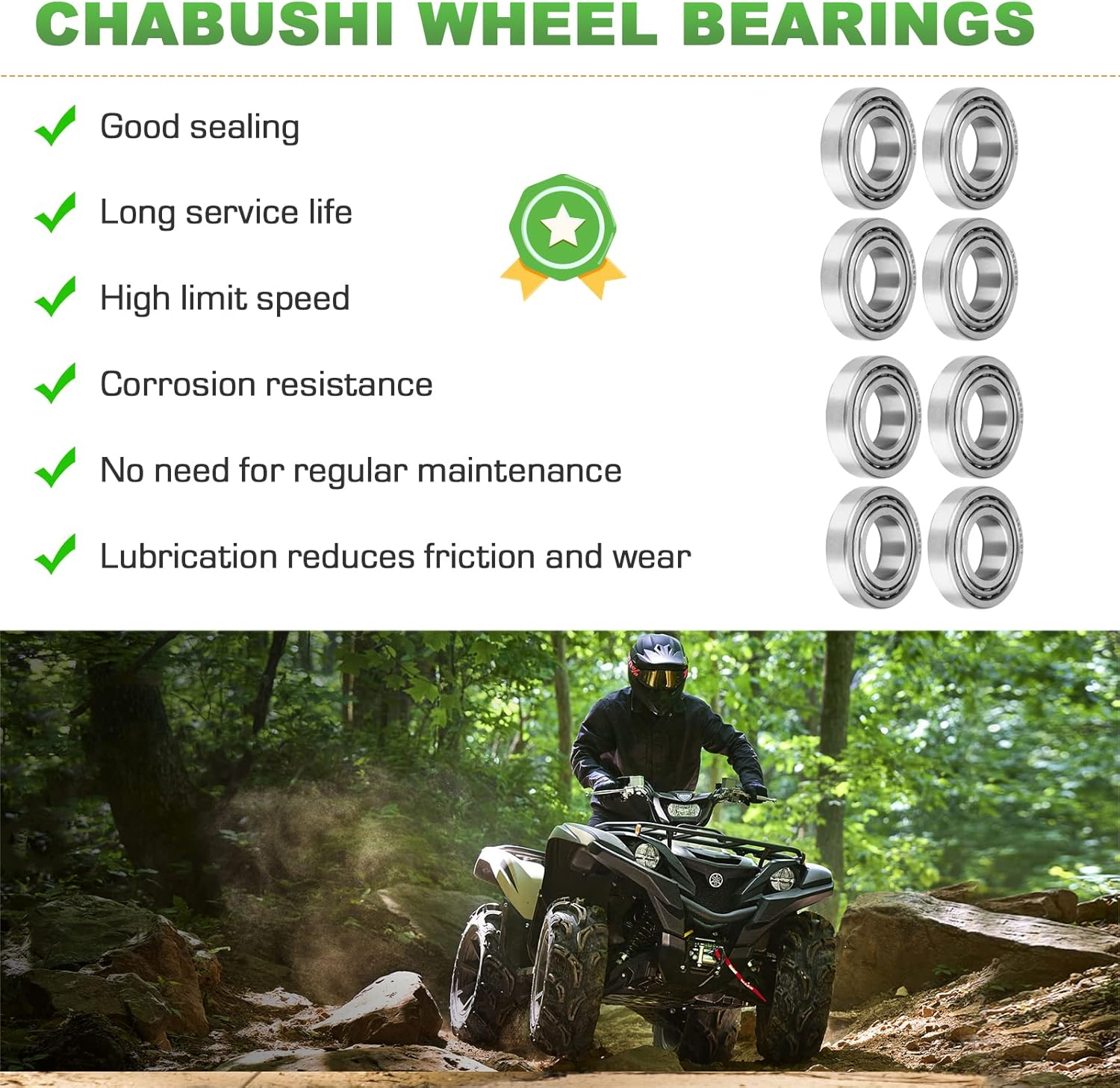 Chabushi Front CV Axle Shaft & Wheel Bearing Kit for Polaris Sportsman 400 500, Magnum 325 2000-2002, Big Boss 500 6X6 1998 1999, Xpedition 325 2000-2002 Left or Right image number 2