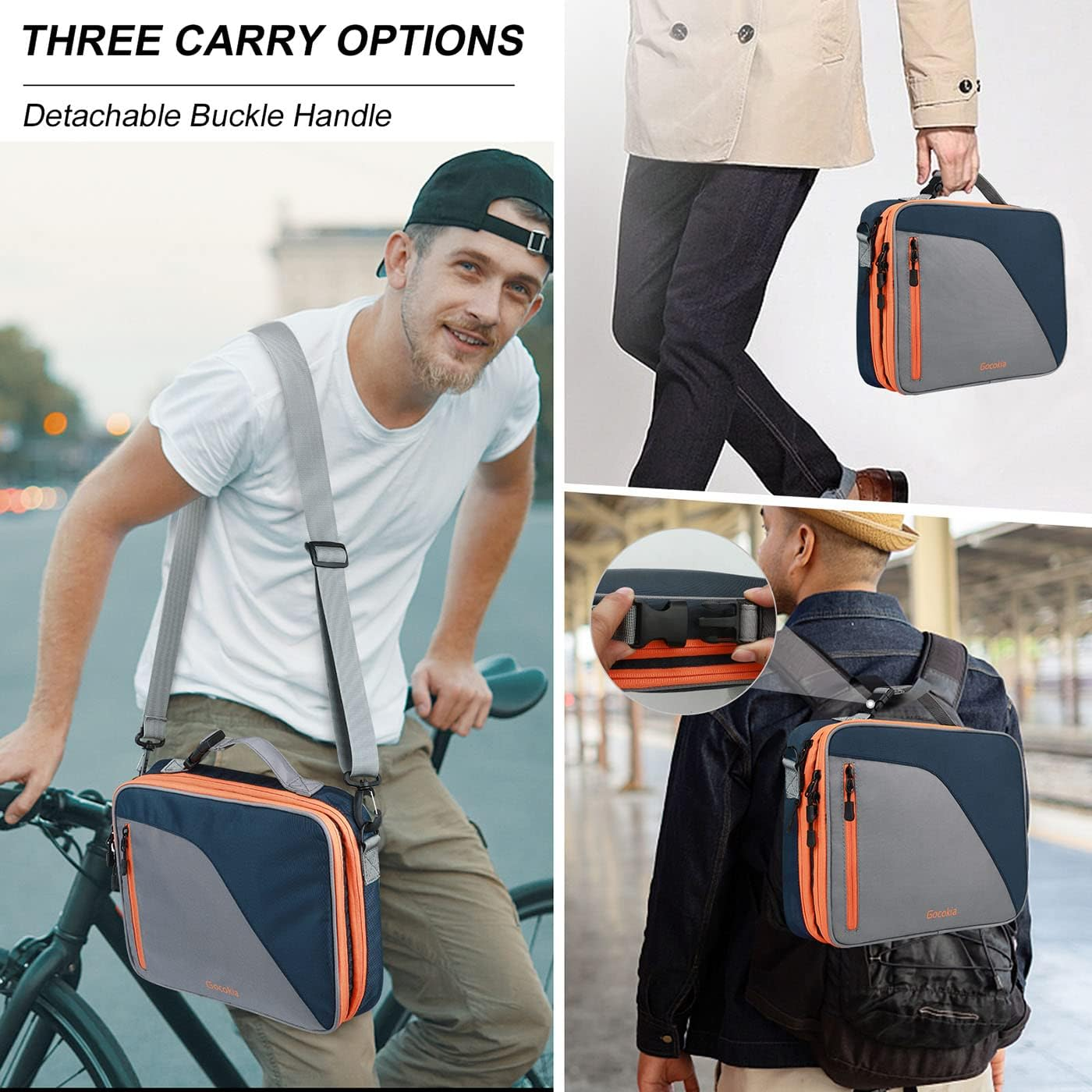 XL Large Travel Electronic Accessories Organizer with Shoulder Strap for 11.6''Laptop,Tablet,Cellphone,Hard Drives,Charger,Switch Console Accessories,Blue image number 4