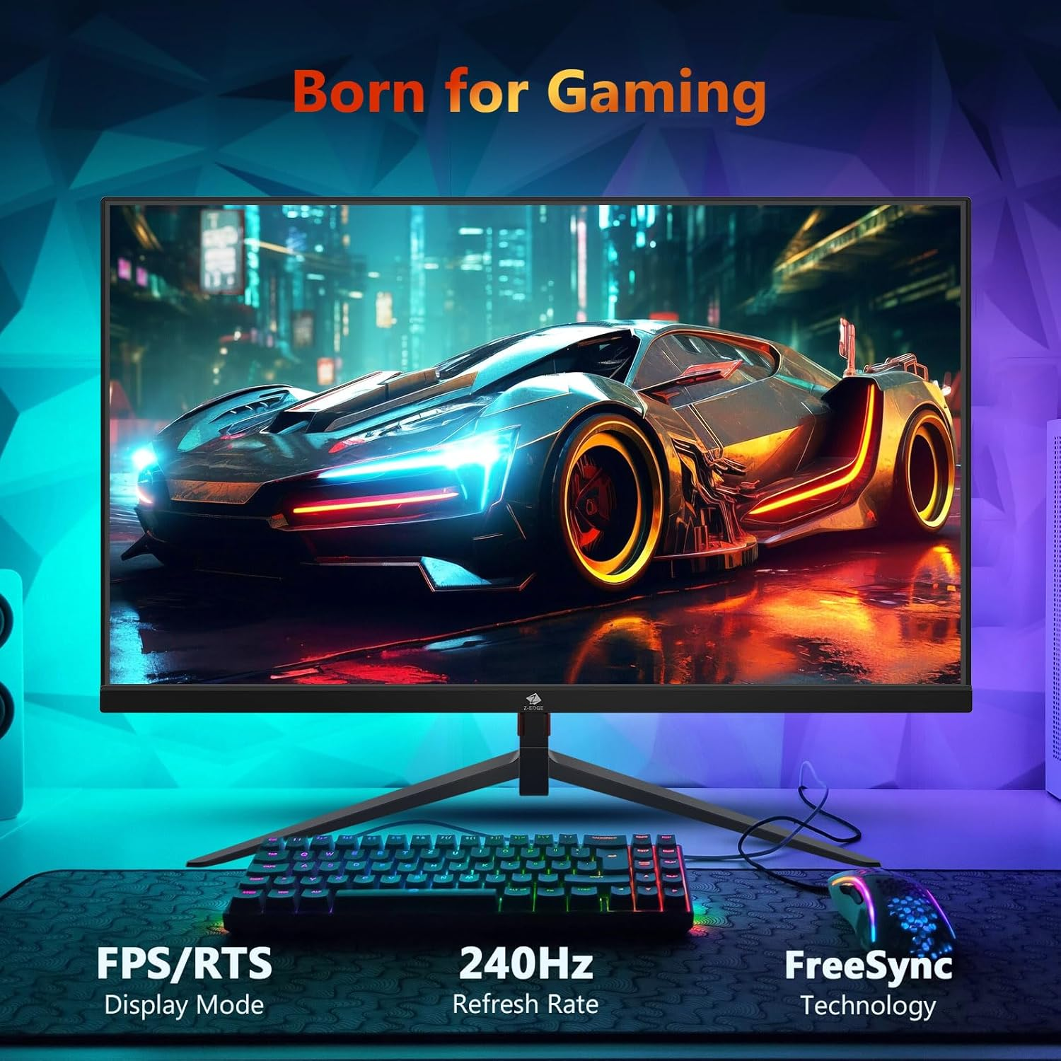 Z-Edge 25 Inch (24.5 Inch) Gaming Monitor 240Hz 1Ms MPRT Full HD VA Panel, Ultra-Thin Bezel, Freesync, HDMI2.0 & Displayport1.4, VESA Mountable, Black image number 1