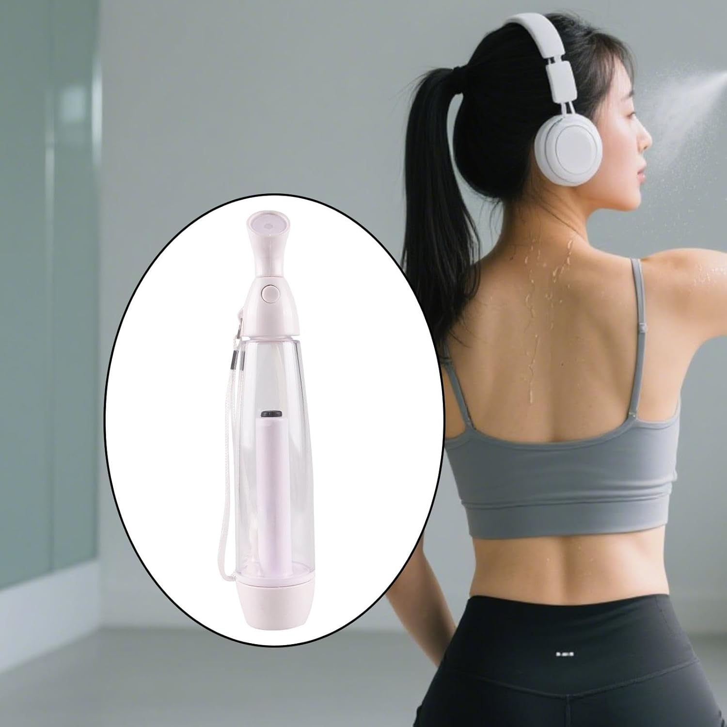 Oshhni Summer Mister Spray Bottle Personal Cooling Device Compact Portable with Carrying Loop Pump Mister Misting Sprayer for Travel, White image number 5