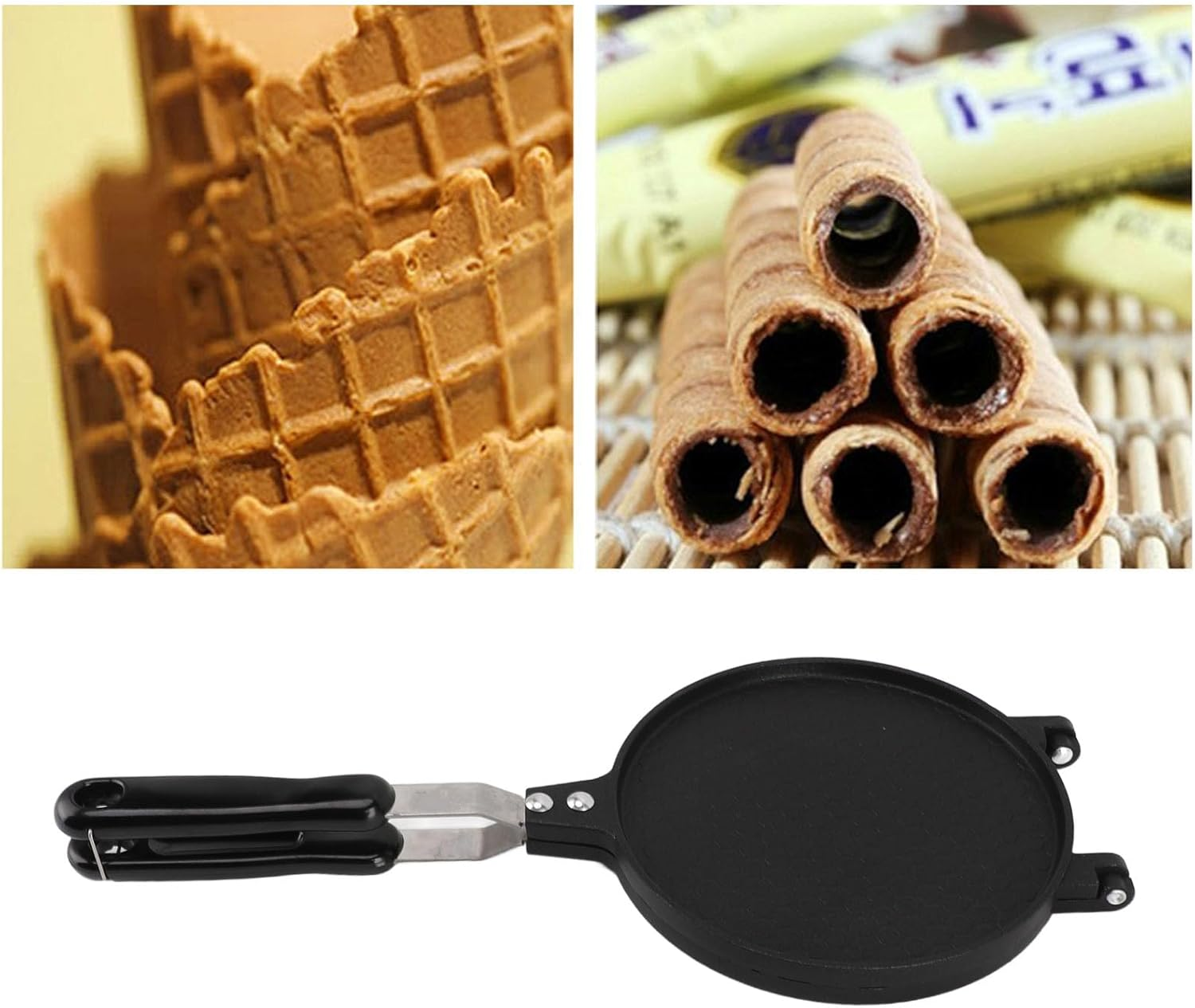 Waffle Cone Maker, Nonstick Ice Cream Cone Maker Aluminium Alloy Household Waffle Bowl Maker for DIY Ice Cream Waffle Cone Desserts