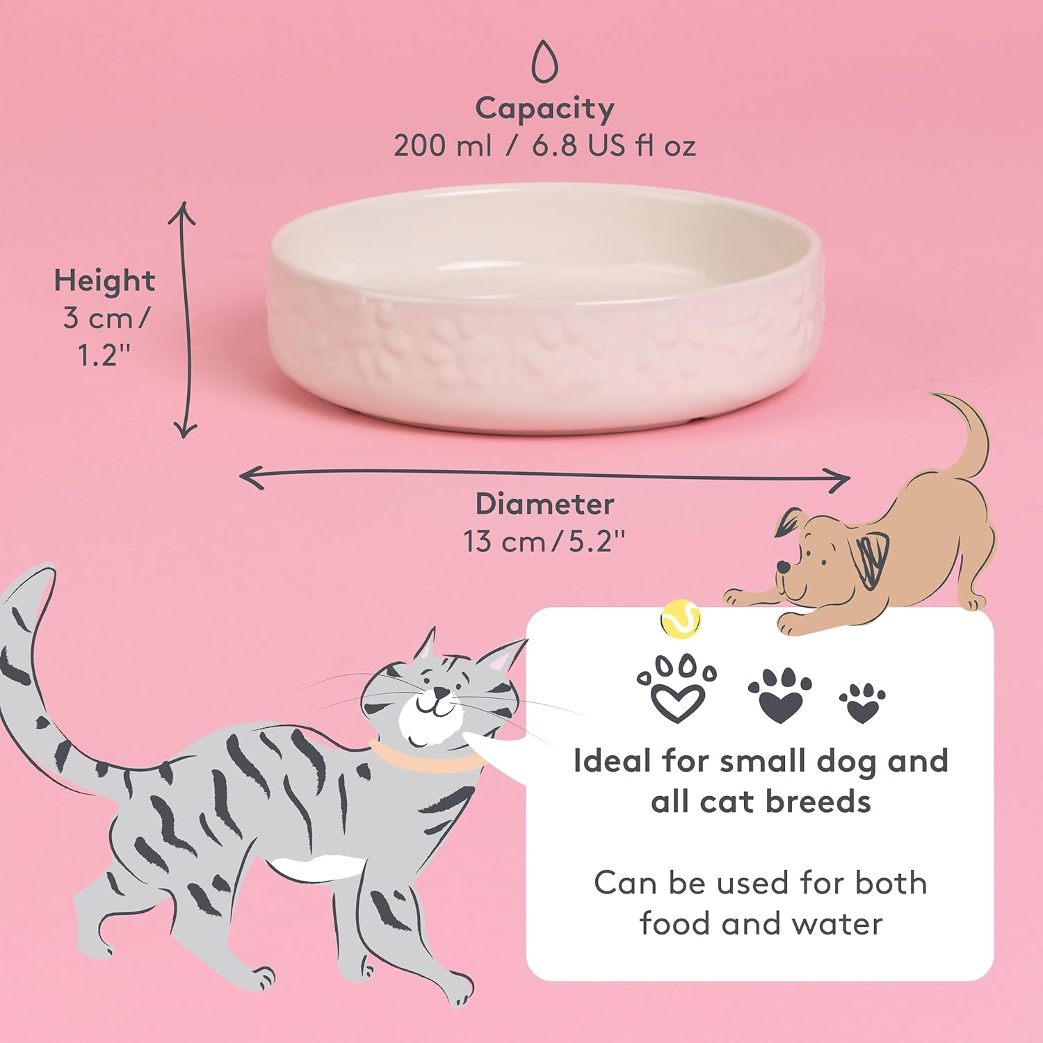 Mason Cash Cat Bowls Bright Coloured Cat Saucer Heavyweight, 13 Cm Diameter, Cream image number 1