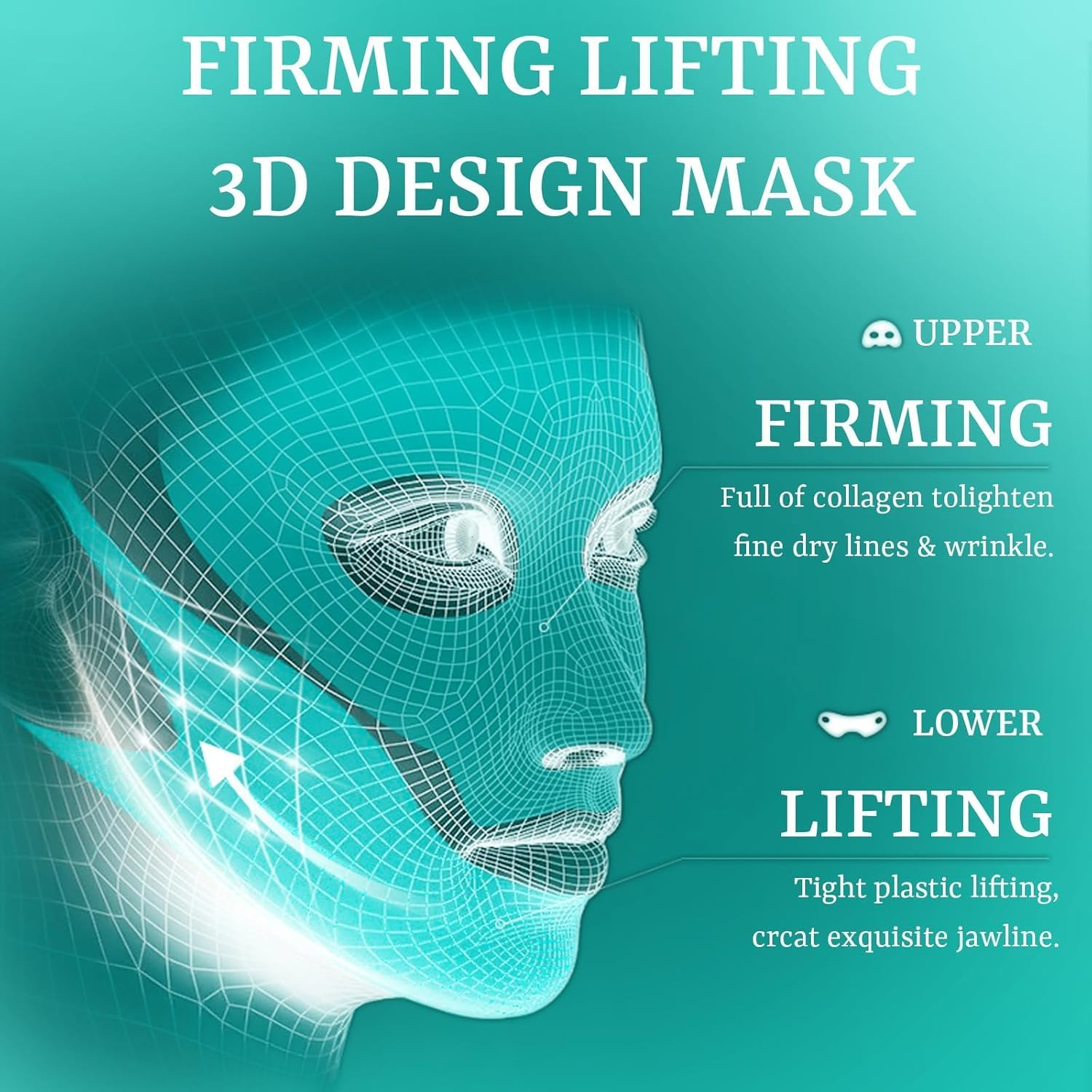 Collagen Face Masks V Line Lifting Mask 5 Pack, Chin Mask Strap for Face and Jawline with Peptides, Deep Hydrating Face Mask for Firming Skin Tightening Sharp Sculpted Contour for All Skin Types