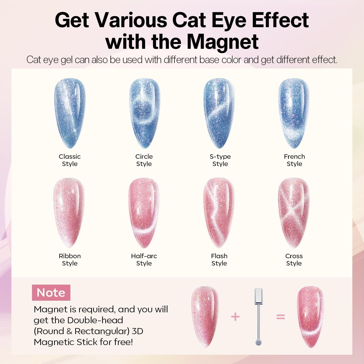 Modelones Holographic Glitter Cat Eye Gel Nail Polish Kit 6 Colors with Magnet Romantic Rainbow Galaxy Series Pastel Gel Polish Soak off Led Gel Nail Polish Set Nail Art Gel Manicure Salon DIY Gifts image number 1