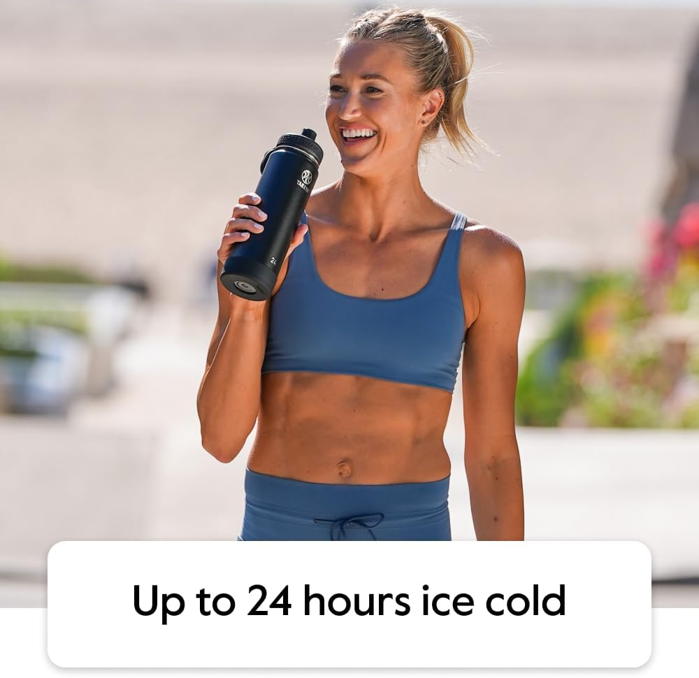 Takeya Actives 64 Oz Vacuum Insulated Stainless Steel Water Bottle with Straw Lid, Premium Quality, Onyx image number 4