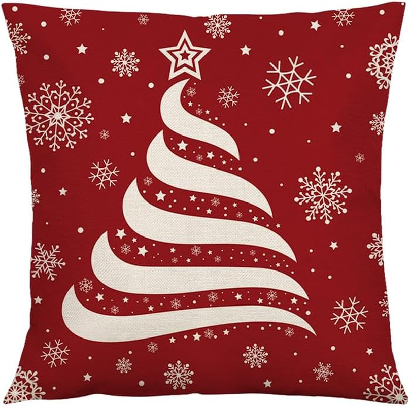 Christmas Pillow Cases Standard Size Christmas Pillow Covers 18X18 Snowflake Christmas Pillowcases for Bed Sofa Couch Xmas Cushion Covers for Pillows Festival Christmas Pillow Slipcover Home Decor