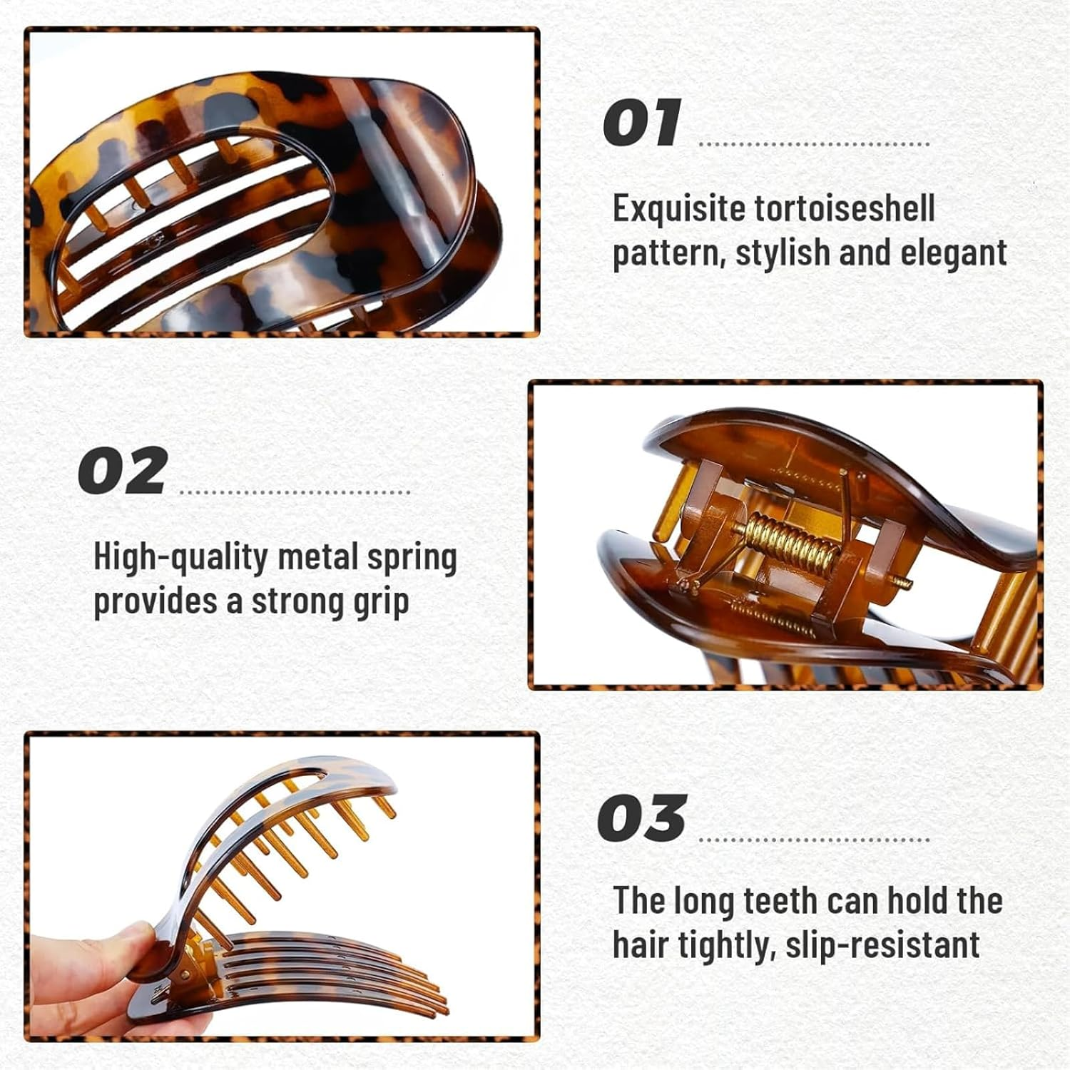 Elevapulse Women'S Hair Clips, Pack of 6 Hair Clips, Flat Hair Clips, Medium Size Hair Clip, Flat Women'S Flat Hair Clip, Everyday, Sports or Driving (Leopard) image number 2