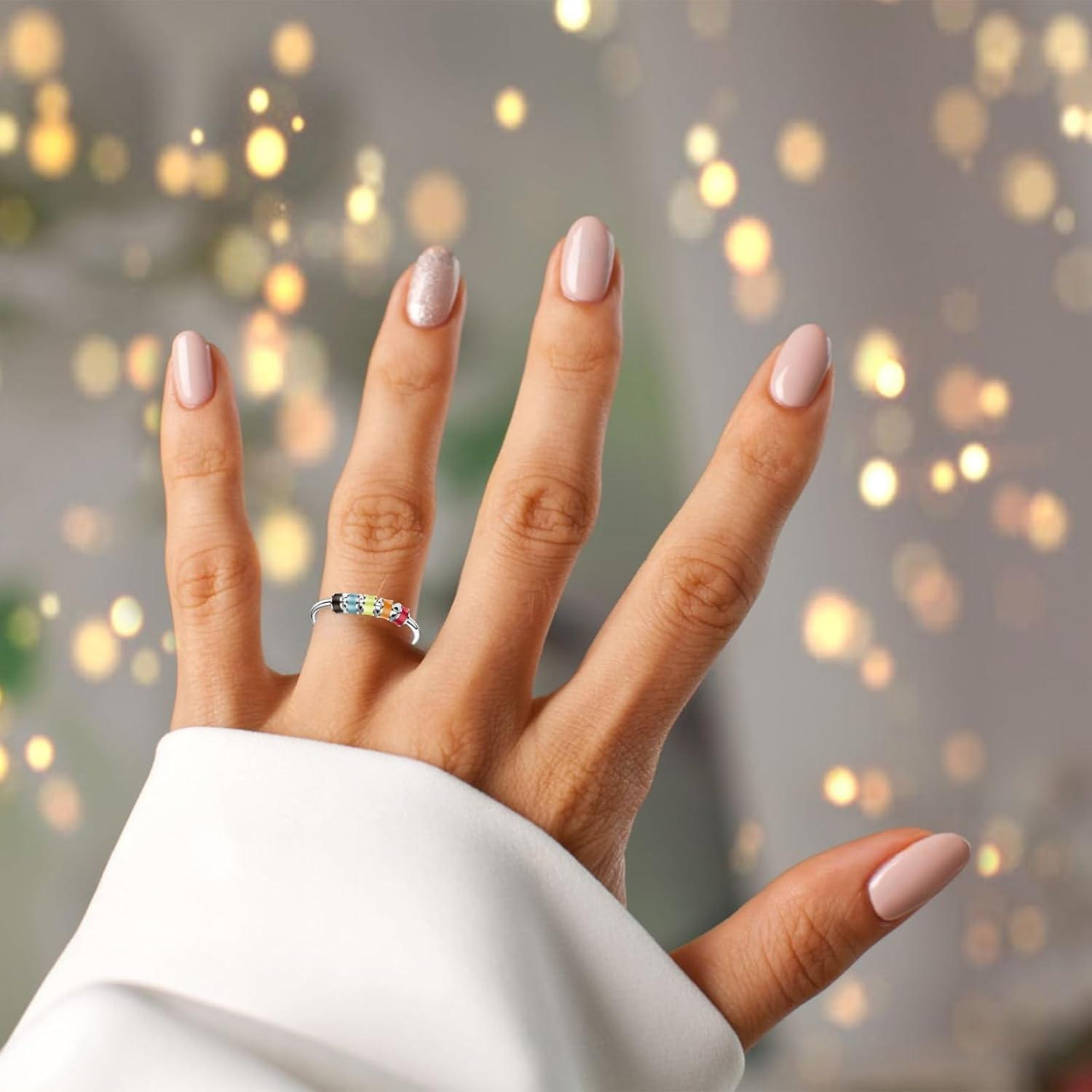 TEAONE Fidget Ring, 4 PCS Adjustable Spinner Ring for Jewelry Gift (4 Styles) image number 6