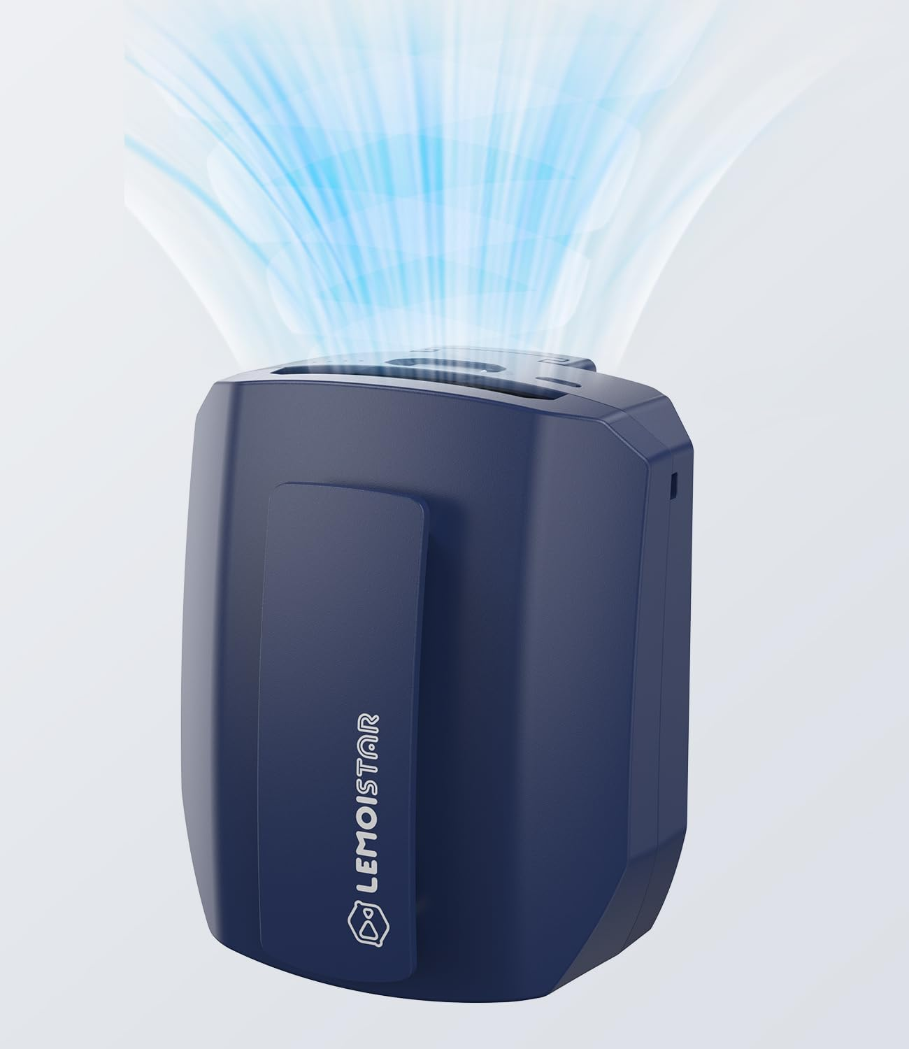 LEMOISTAR Portable Mini Waist Clip Fan, 5000Mah Battery Operated Hand-Free Wearable Necklace Fan, Max 20H Working Time, 3 Speeds, Rechargeable USB Personal Cooling Fan for Garden,Traveling-Blue