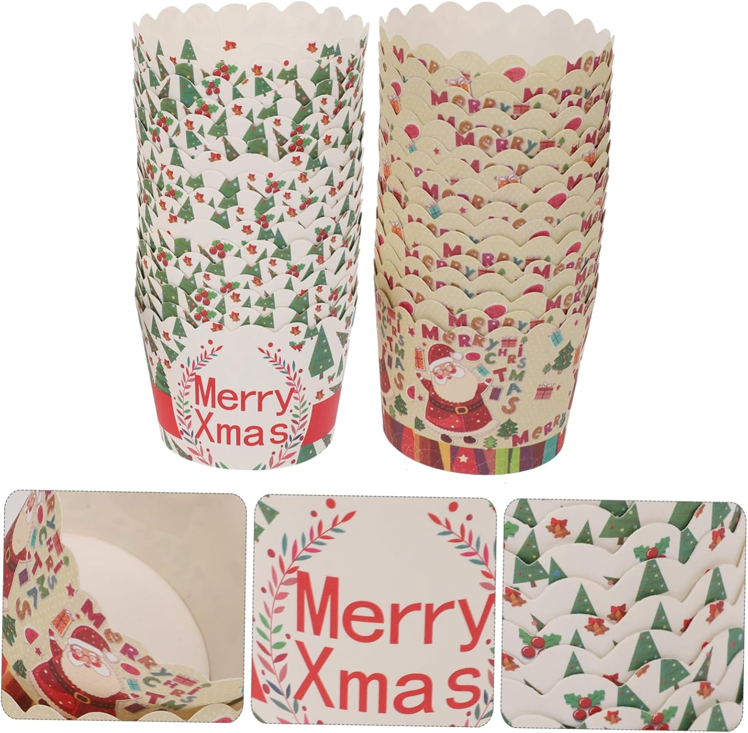 WOONEKY 150Pcs Baking Cup Cake Cup Muffin Non-Stick Paper for Baking Supplies for Christmas Parties and Occasions Random Color image number 2