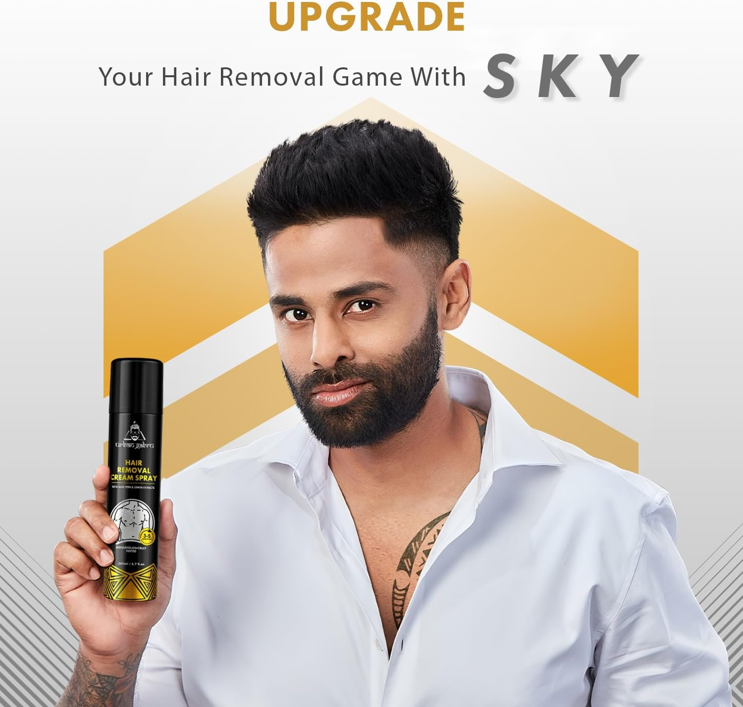 Urbangabru Hair Removal Cream Spray (6.76 Fl Oz) | Painless Body Hair Removal Spray for Chest| Back| Legs & under Arms (Aloe Vera) image number 1