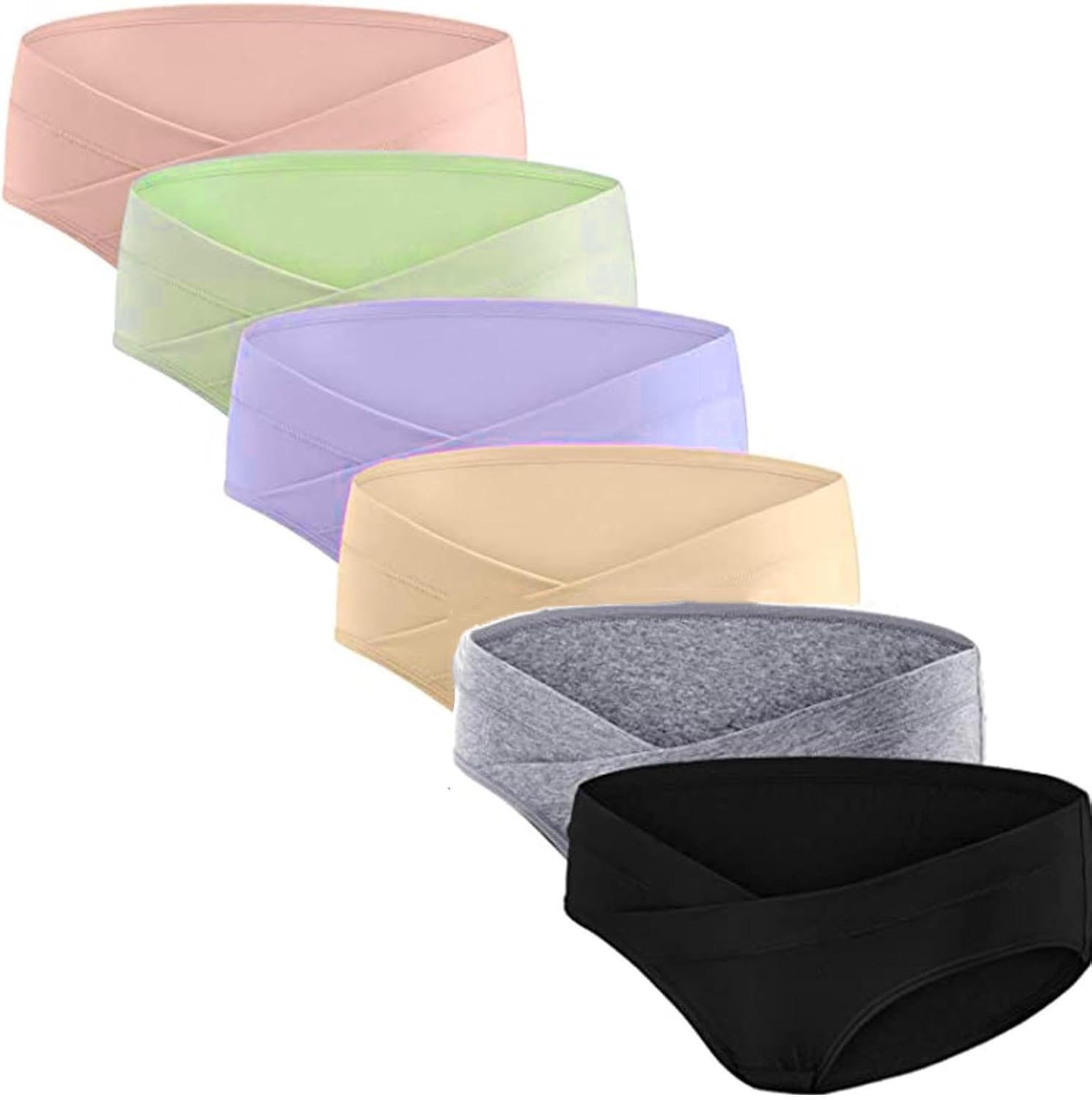 6-Pack Women'S Cotton Maternity Panties under the Bump Hipsters Low Waist Pregnancy Briefs U-Shape image number 3