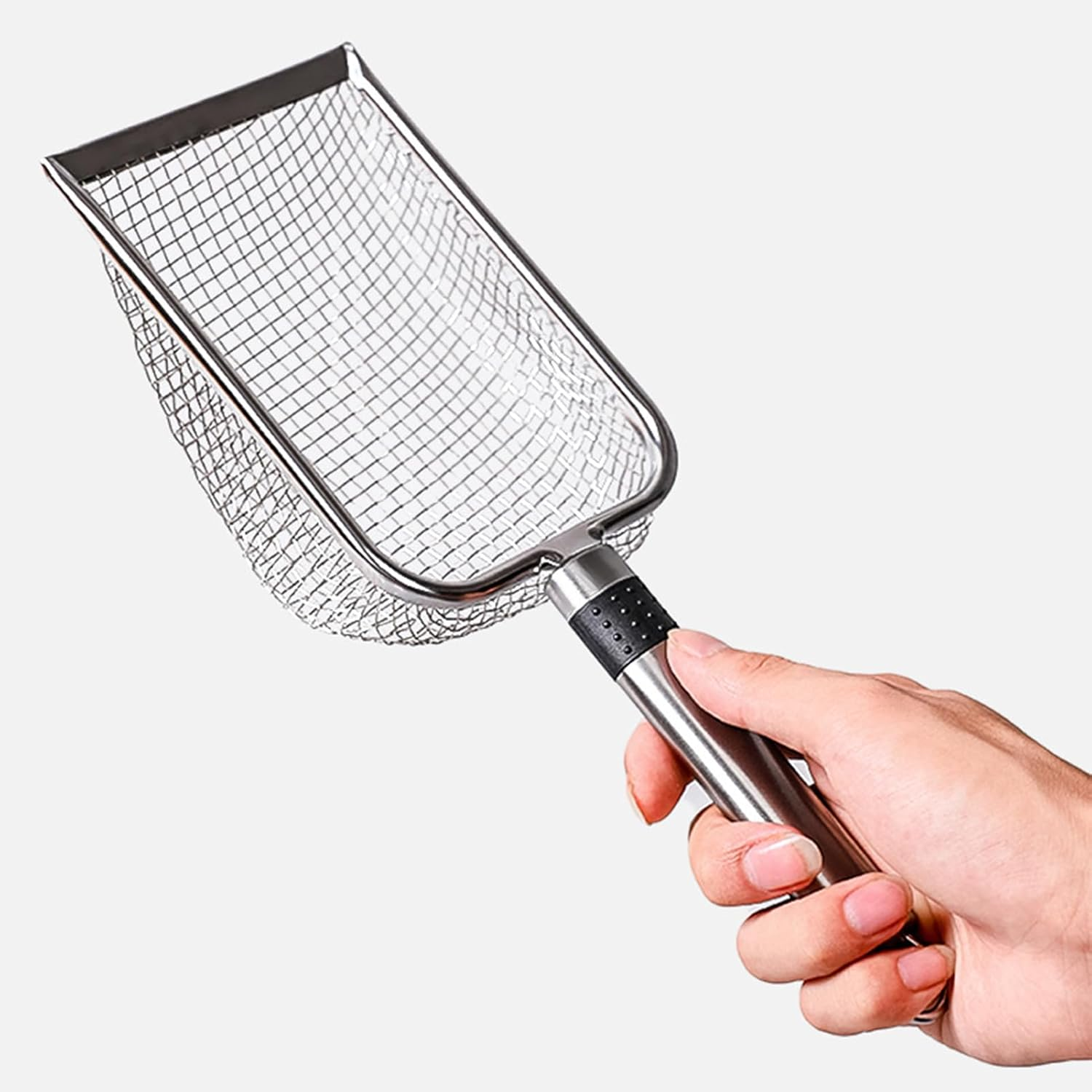 Cat Litter Box Scooper, Stainless Steel Kitten Scooper, Litter Box Scoop for Poop Sifting, Non-Stick Large Scooper with Long Handle for Litter Box and Kitten Pooper Lifter Jmedic image number 1