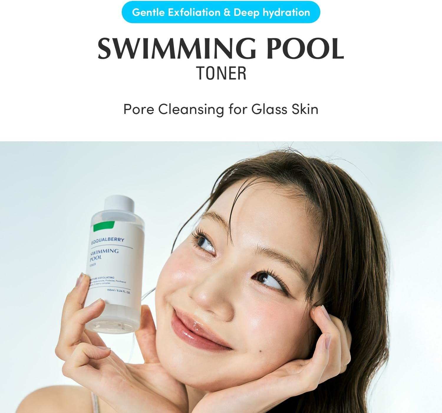EQQUALBERRY Swimming Pool Daily Facial Toner, 155Ml, 8-Layer Hyaluronic Acid, Low Ph Formula, Enzyme Exfoliation, 5-Berry Complex, Sensitive Skin image number 1