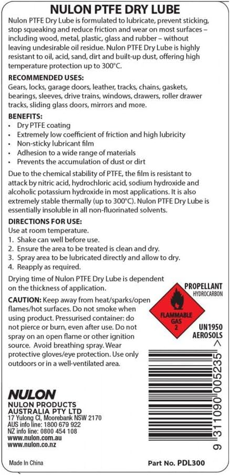 Nulon Pro-Strength PTFE Dry Lube 300 Ml Multicolor (Pack of 2) image number 1