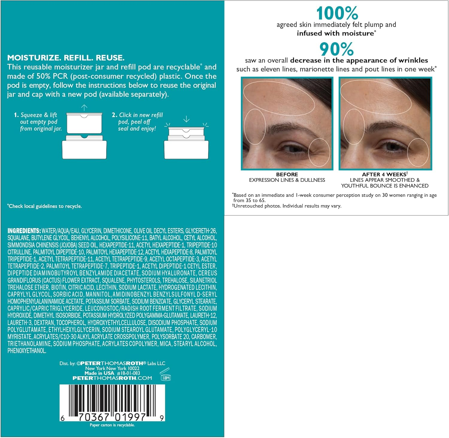 Peptide Skinjection Moisture Infusion Cream by Peter Thomas Roth for Unisex - 1.7 Oz Cream (Refillable) image number 6