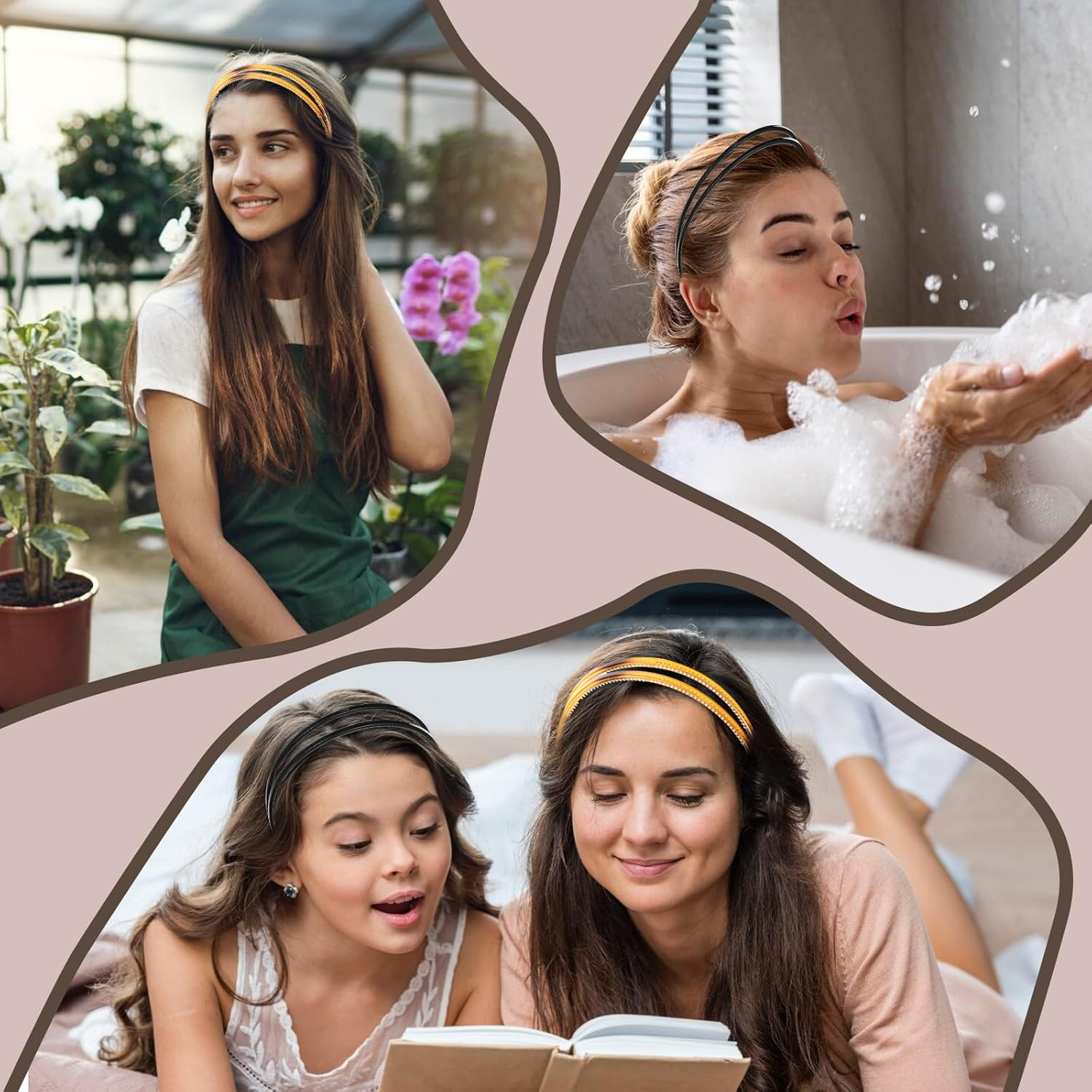 Plastic Headband, Pack of 2, Double Row Headbands, Women'S Black with Teeth, Non-Slip Headband, Thin Hair Band, Accessories, Headpiece for Women, Girls, Daily Wear image number 5