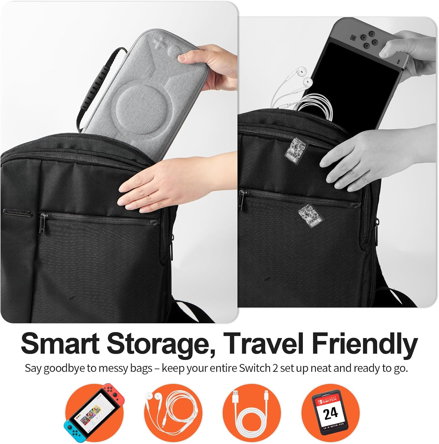 Cloudvalley Carrying Case for Nintendo Switch 2 Model 2025 [Shockproof] Hard Shell Travel Pouch, 20 Game Card Slots, Inner Pocket for Accessories, Compatible with Switch 2017 & OLED Console (Gray) image number 1