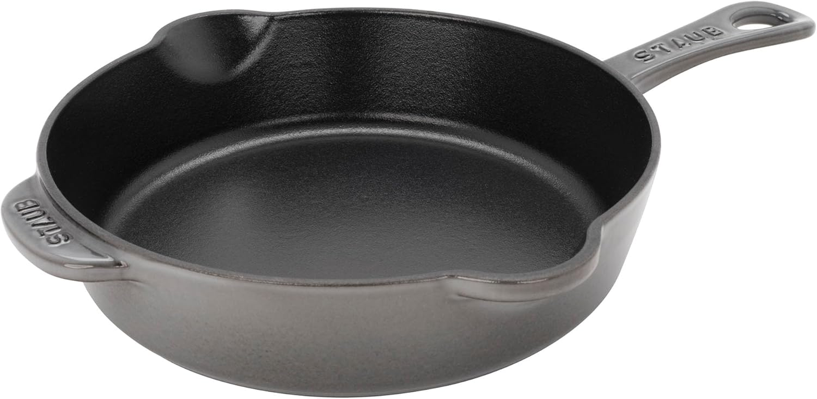 STAUB Fry Pans Cast Iron 8.5-Inch Traditional Deep Skillet-White