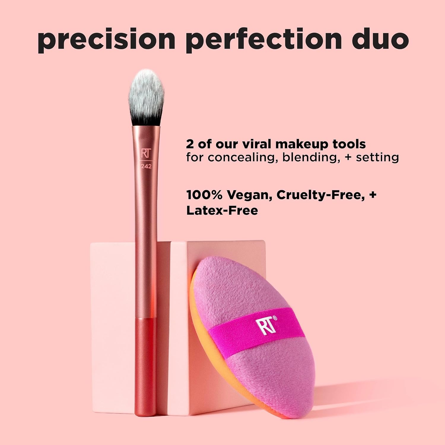 Real Techniques 10052400 Precision Perfection Duo Makeup Brush and Sponge image number 4
