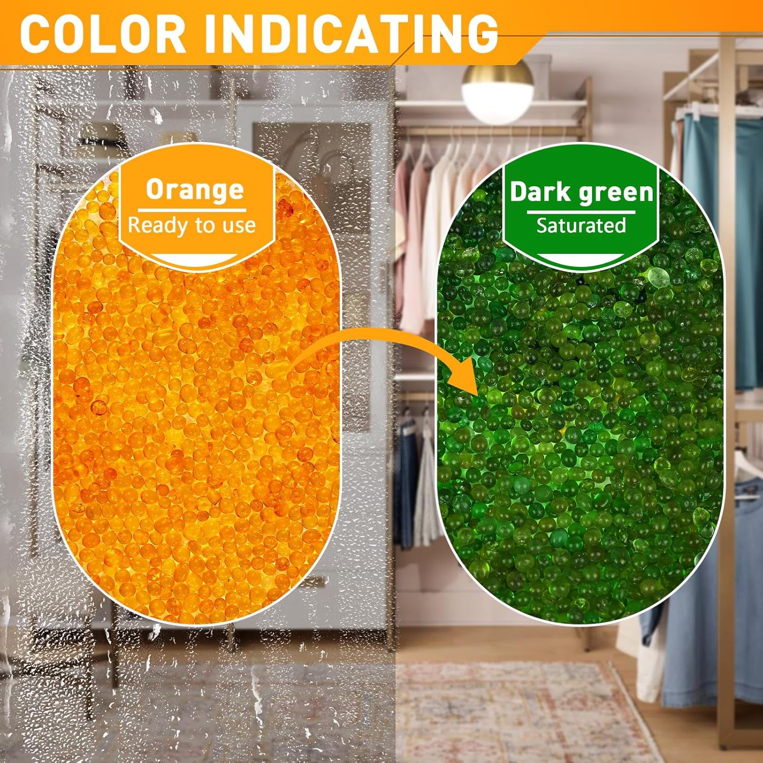 Yeather 6 LBS Silica Gel Beads Easy to Reactivate, Large Capacity - Moisture Indicating Desiccant Ideal for 3D Printer, Air Compressor, Filament Storage (Industry Standard 2-4 Mm) image number 4