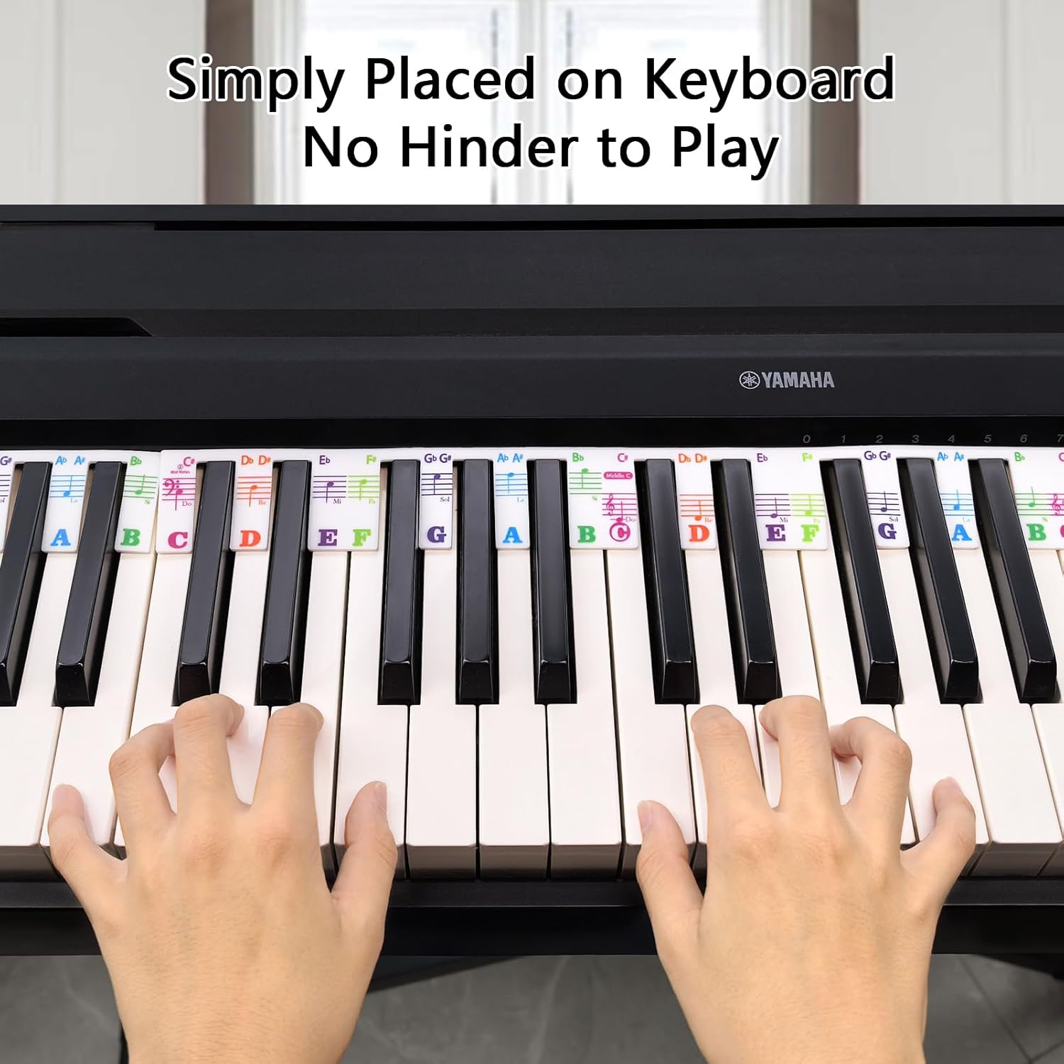 Silicone Piano Key Labels, Azymi Piano Note Guide 88-Key Full Size, Reusable Keyboard Notes Overlay Strips for Beginners with Multi-Color Large Bold Letter image number 4