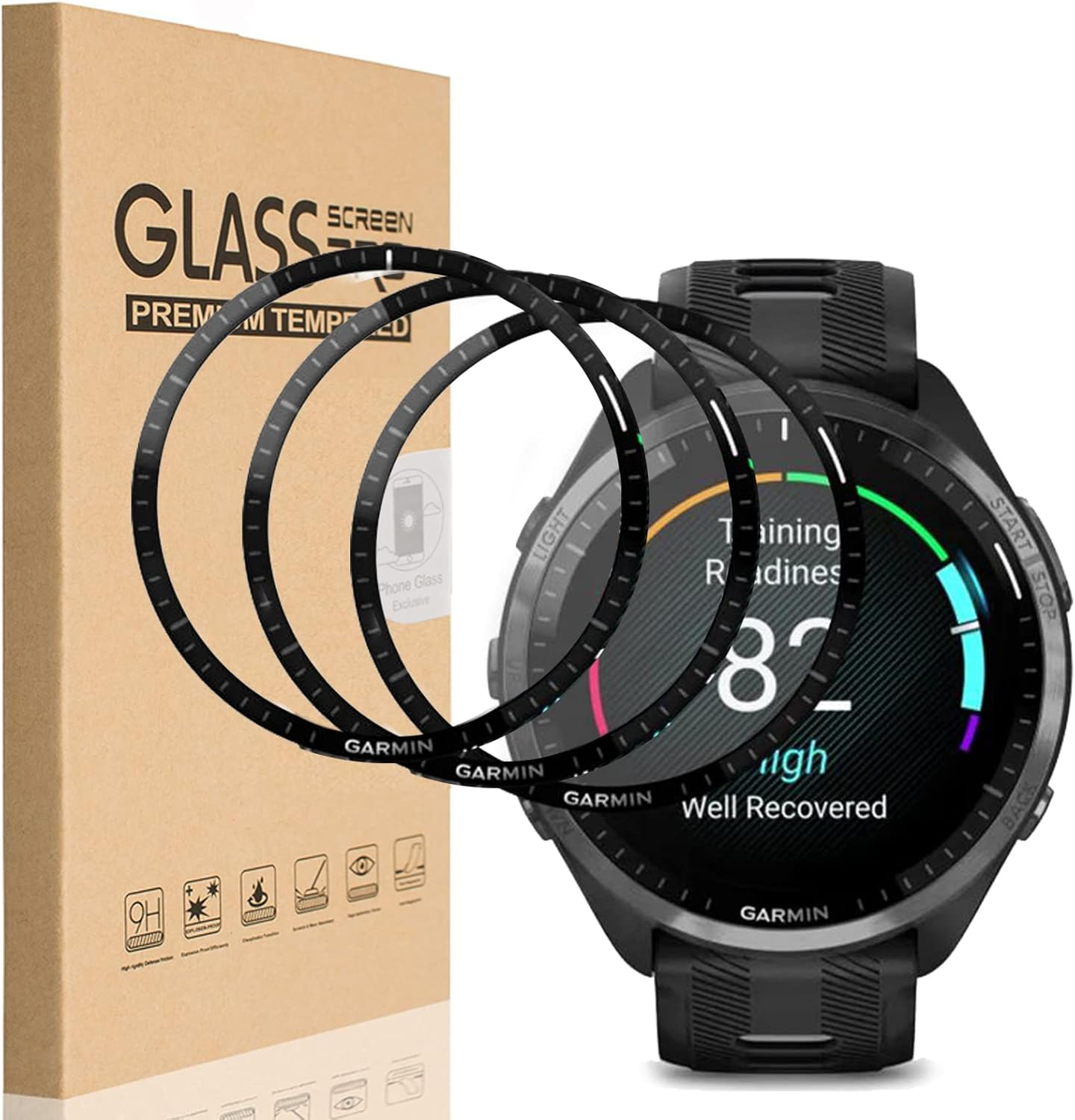 HEYUS [3 Pack] for Garmin Forerunner 965 Screen Protector, 3D Curved Full Coverage Black Edge Anti-Scratch Anti-Bubble HD Clear Flexible Protective Film for Garmin Forerunner 965 image number 1