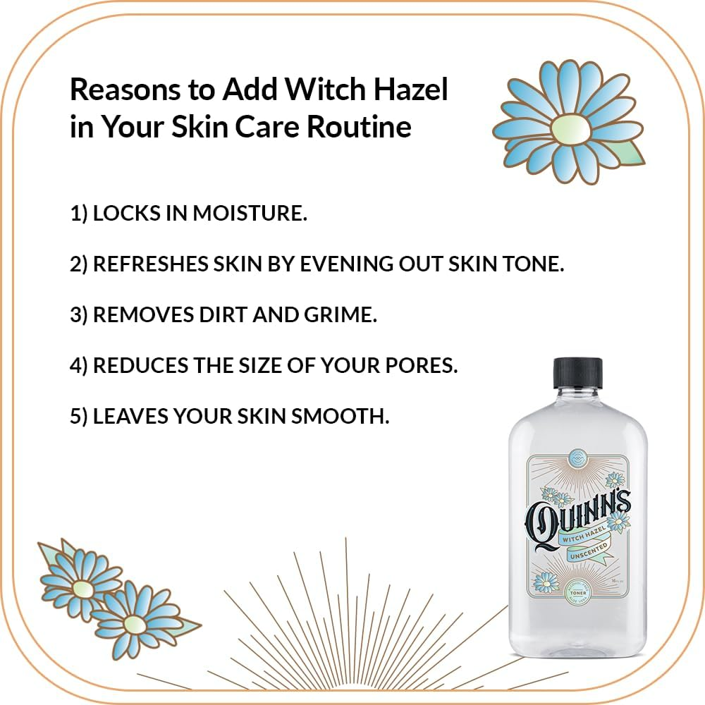 Quinn'S Alcohol-Free Witch Hazel 470Ml - Unscented Aloe Vera Natural Toner for Face & Skin image number 4