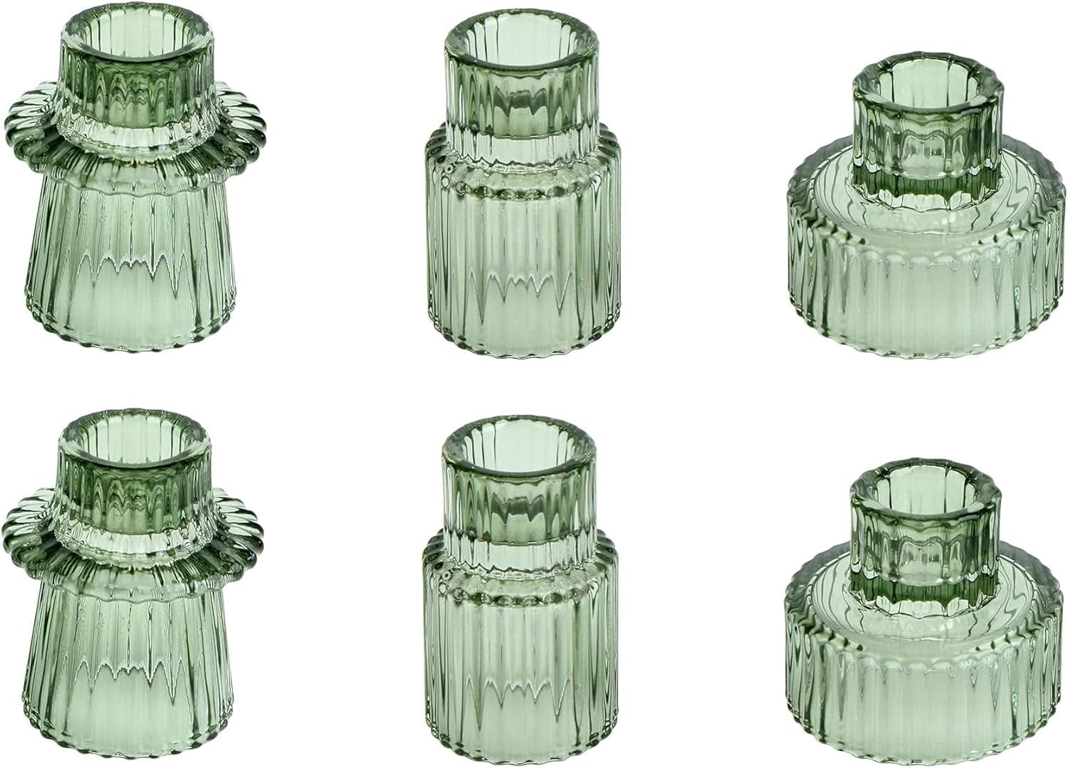 Taper Amber Glass Candle Holder 3Pcs for Pillar Candles, Tealight Candles Holders, Candlestick Holders for Wedding, Festival, Dinning&Party (3PCS, Amber)