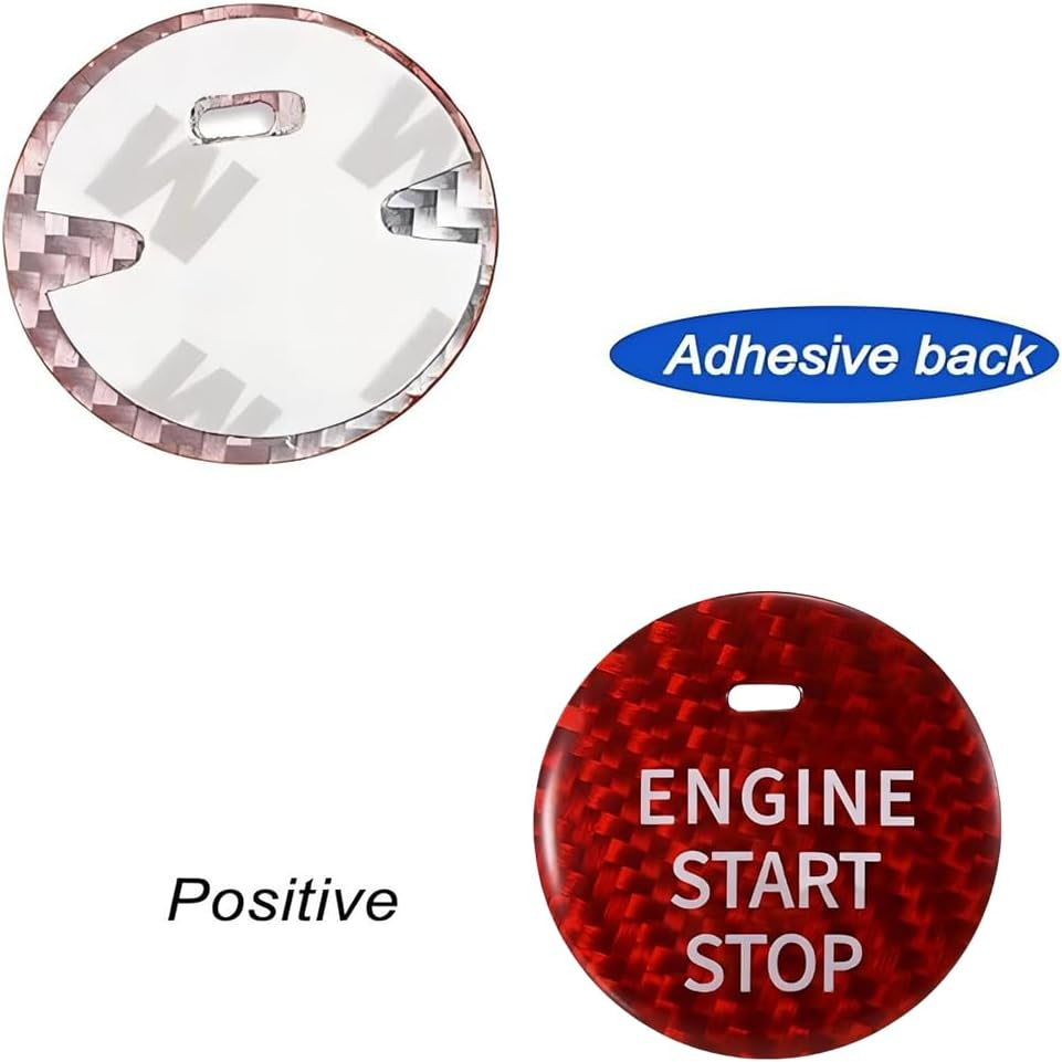 Auto Engine Start Stop Button,Power Ignition Switch Button Cover Sticker Decoration Trim, Red Real Carbon Fiber, Compatible with Mazda 3 6 CX-3 CX-5 CX-9 MX-5 image number 5
