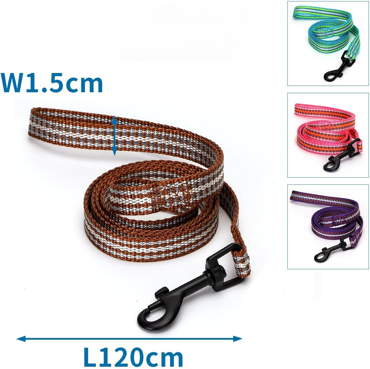 Reflective Nylon Dog Leash with High Strength and Visibility, Ideal for Safe Walks and Night Training. image number 1