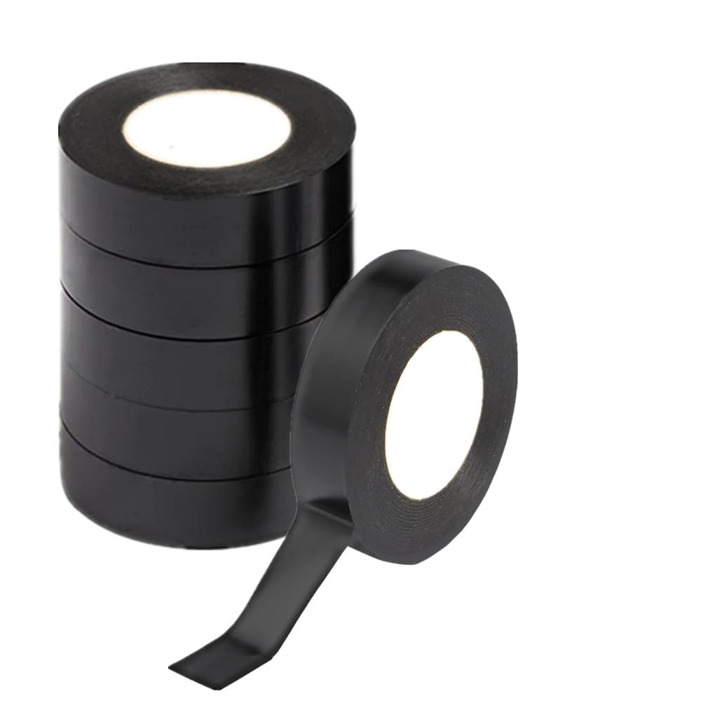 6 Pcs Black Electrical Tape Duct Tape Insulation Tape Perfect for Electric Wiring Projects,16Mm*15M image number 1