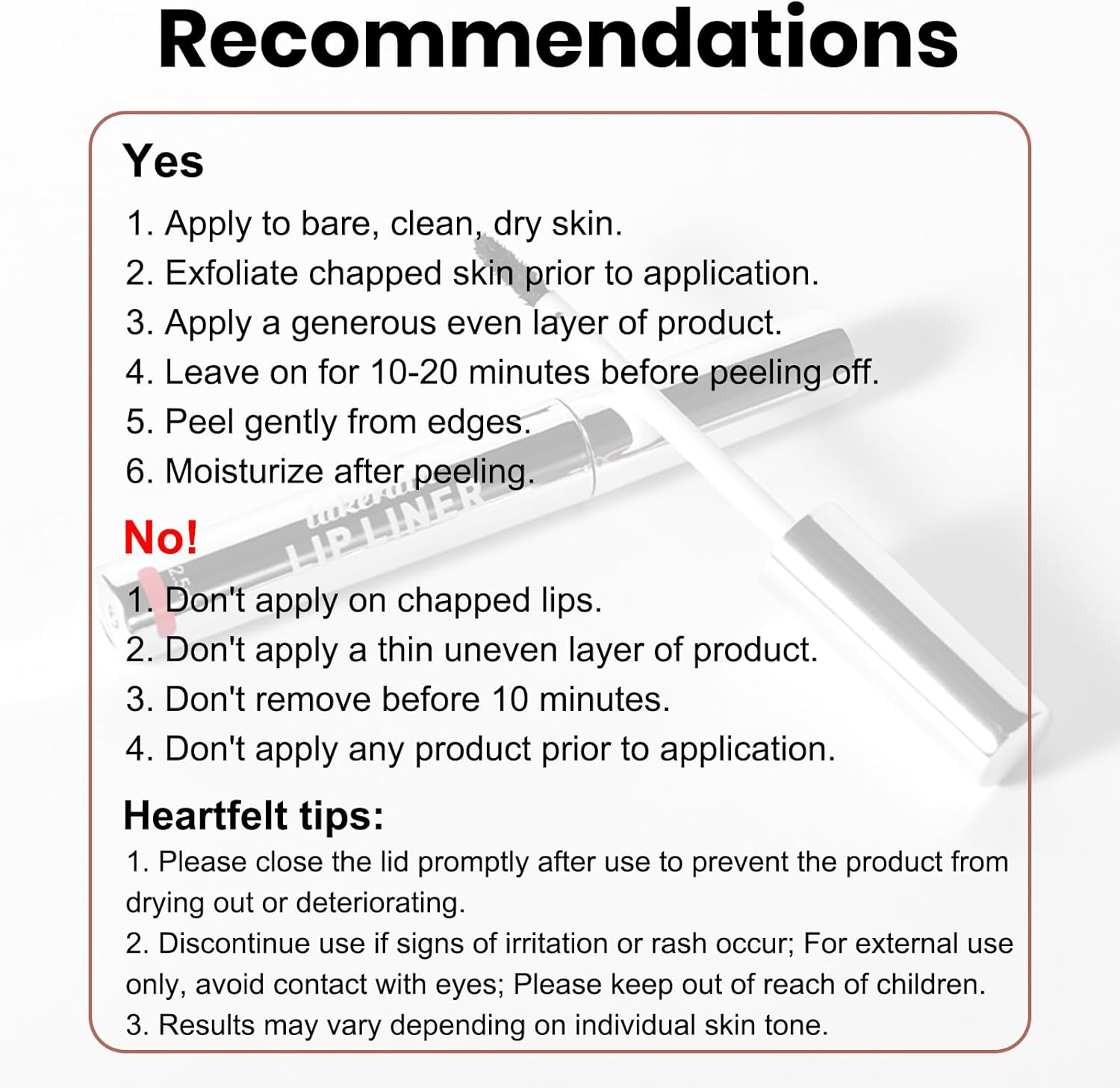 Lip Liner Stain Peel Off, Long Lasting Lip Tint, Waterproof, Transfer Proof, Highly Pigmented Non-Stick Color Tattoo Lip Tint Liner, Matte Finish - 01#Chocolate image number 2